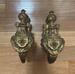 Louis XVI Style Pair of French Bronze Curtain Holdbacks, Gilded and Chiseled