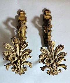 Louis XVI Style Pair of French Curtain Hooks in Gilded and Chiseled Bronze