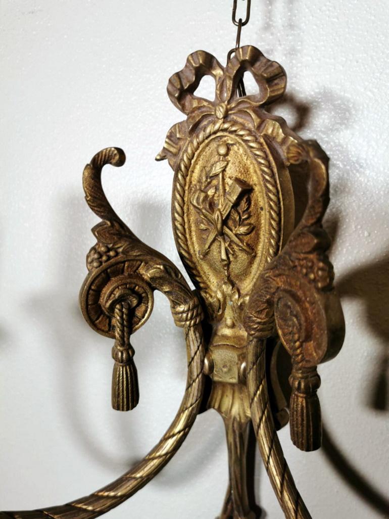 Louis XVI Style Pair of French Wall Sconces in Gilt Bronze 7