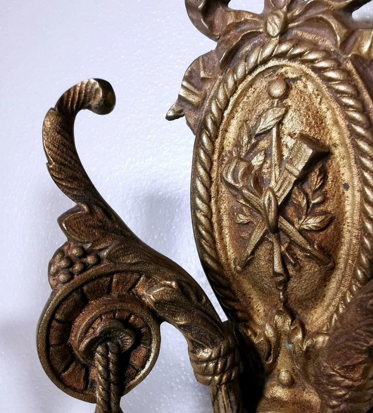 Louis XVI Style Pair of French Wall Sconces in Gilt Bronze 9