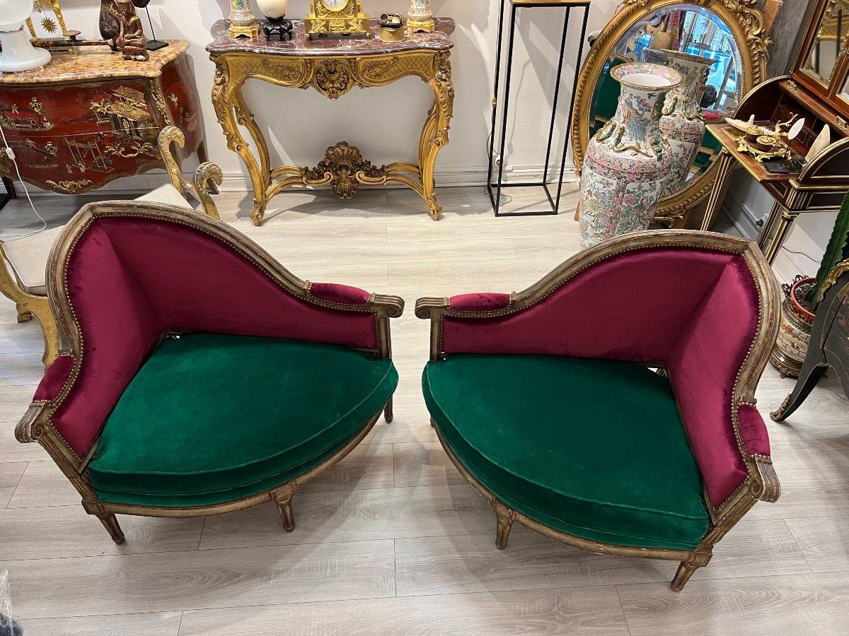 Zweisitzer-Sessel im Louis-XVI.-Stil aus dem 18. Jahrhundert, Paar  im Angebot 2