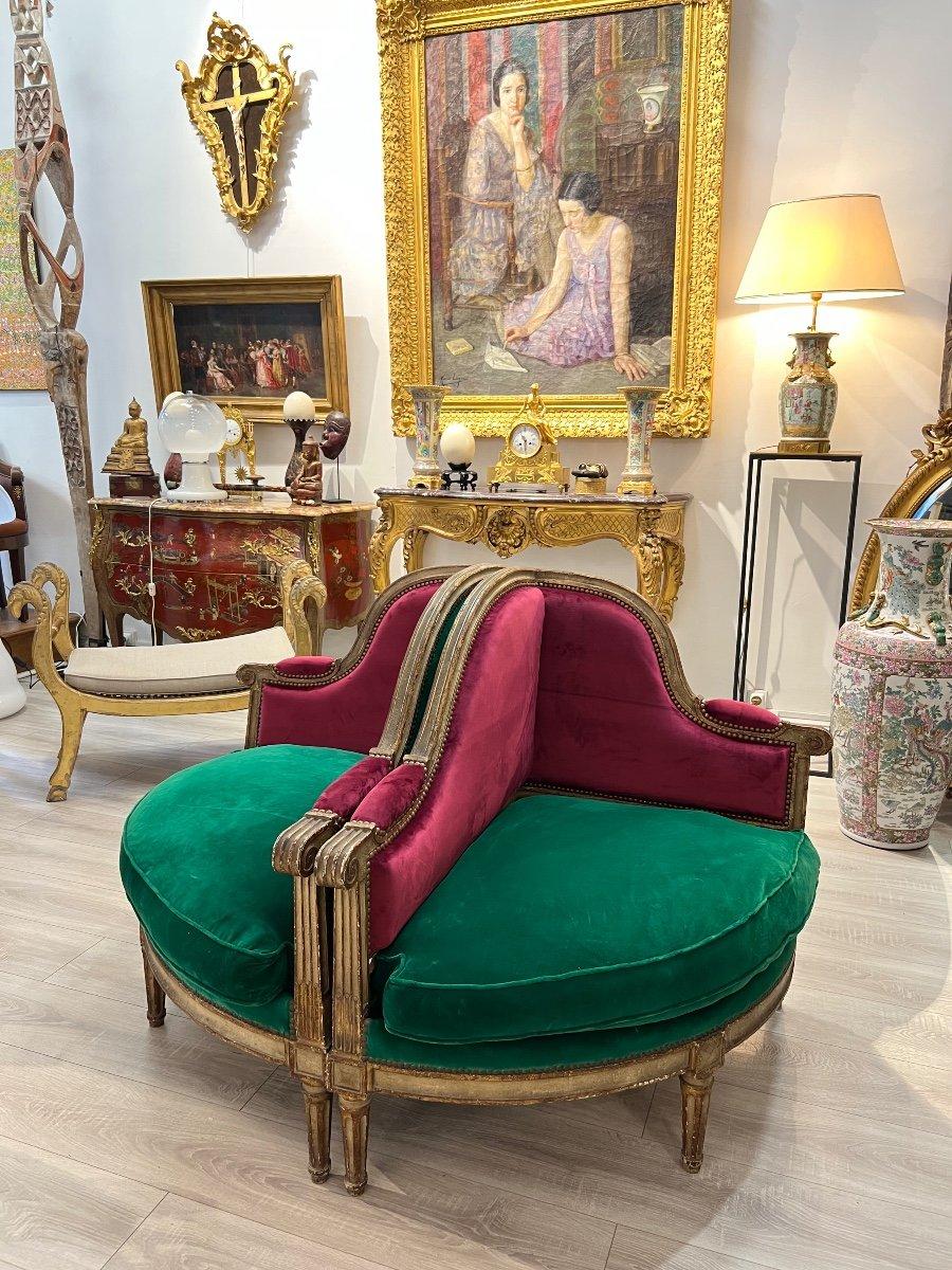 Louis XVI Style Pair of Two-Seaters from the 18th Century  In Good Condition For Sale In NICE, FR