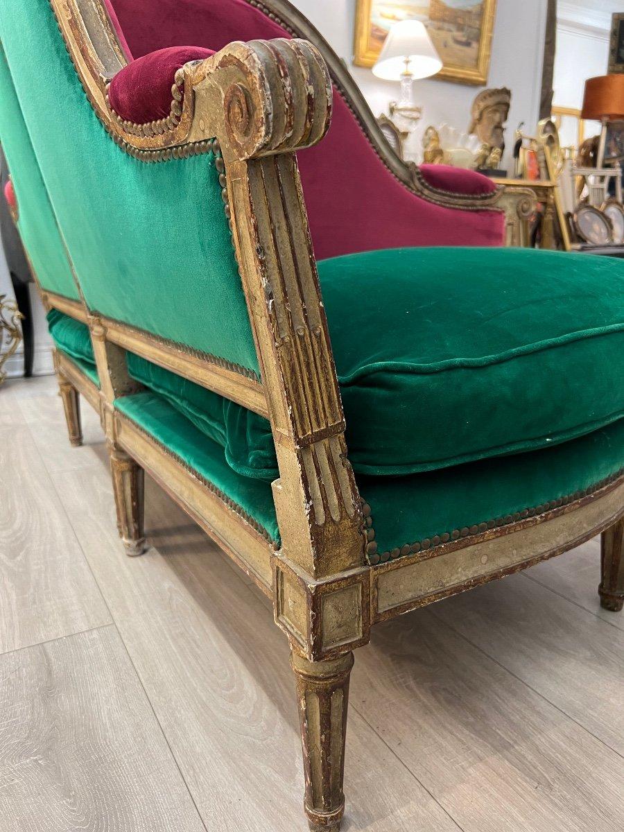 Zweisitzer-Sessel im Louis-XVI.-Stil aus dem 18. Jahrhundert, Paar  im Angebot 1