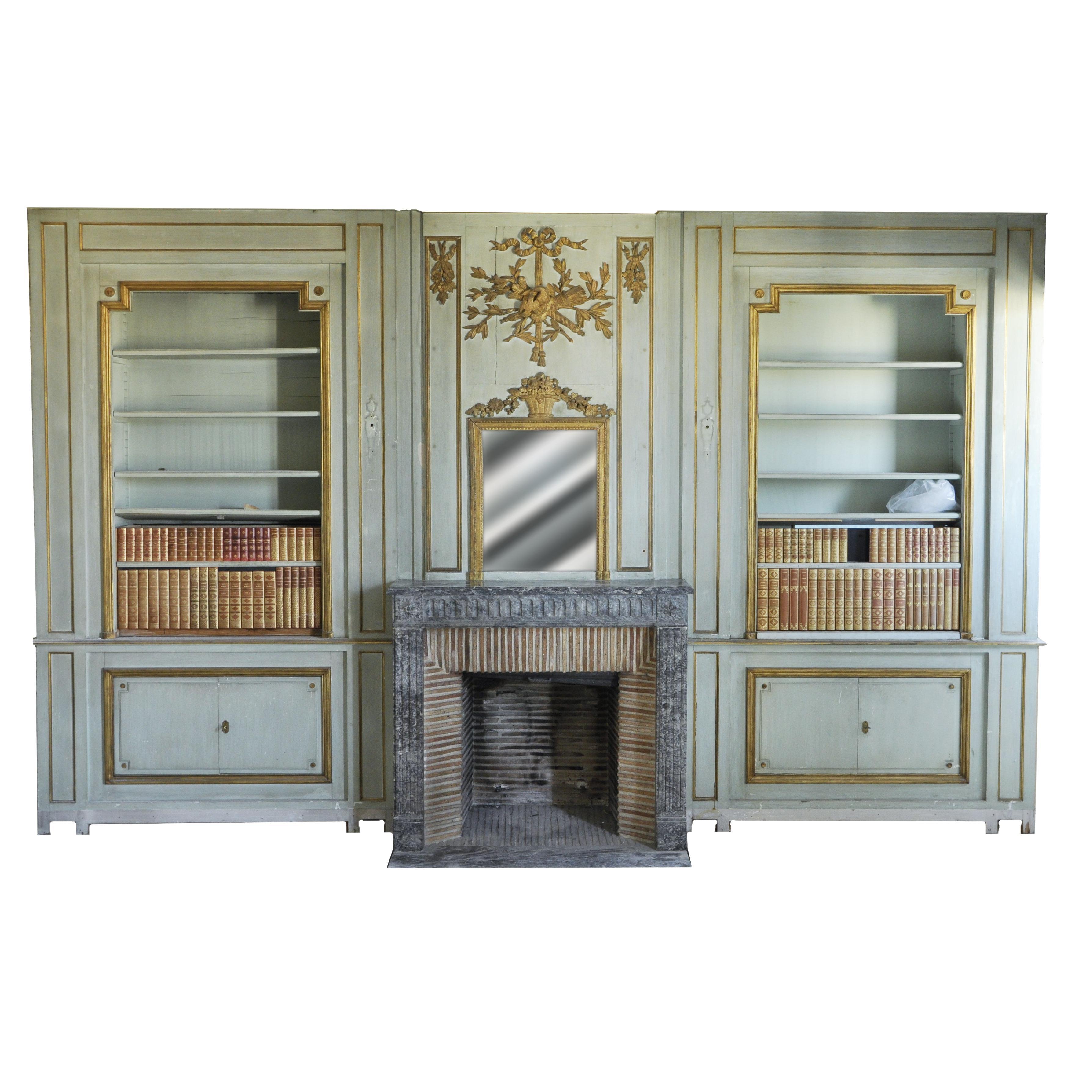 Louis XVI Style Paneling with Louis XVI Period Mantel and Trumeau For Sale