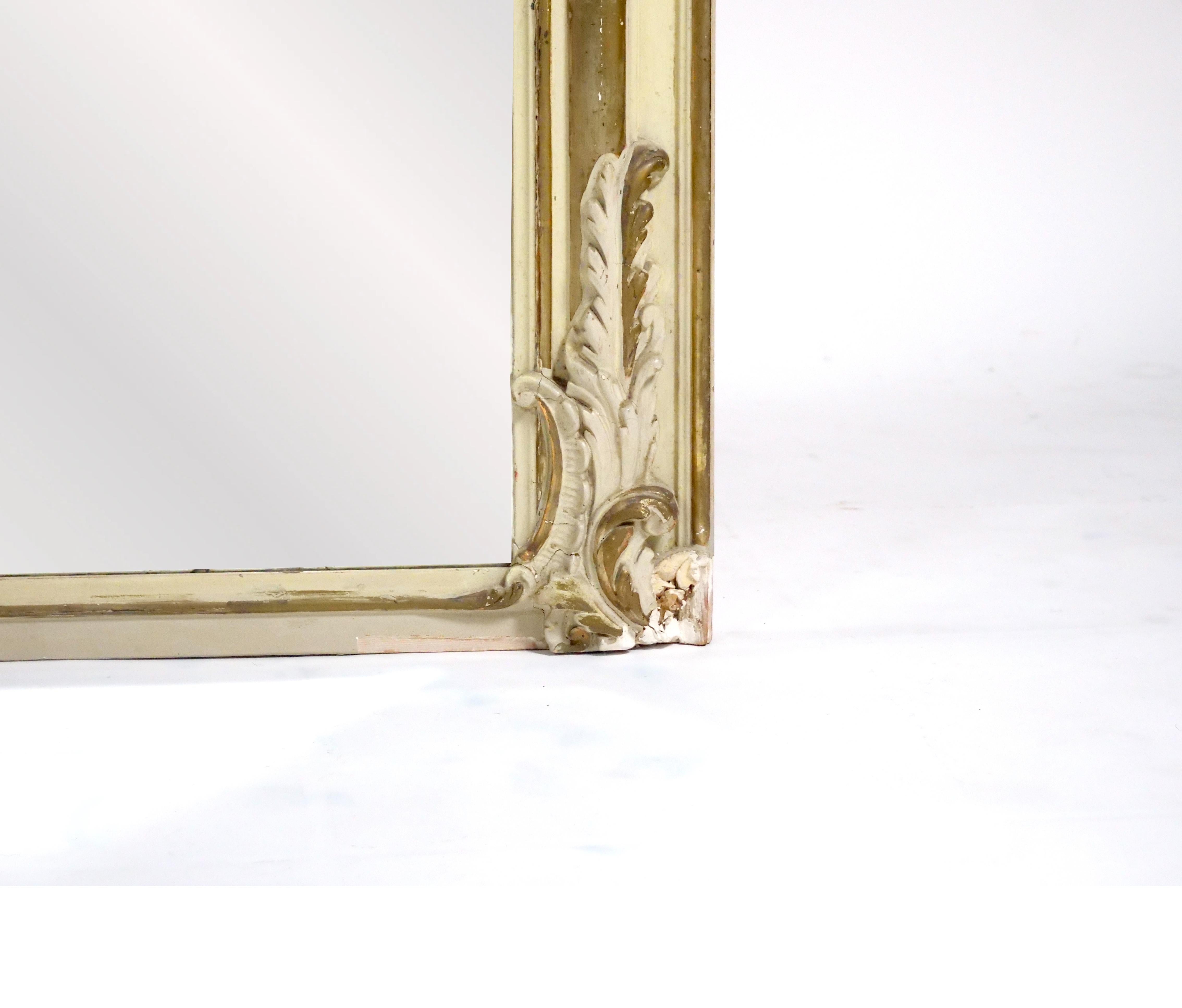 19th Century Louis XVI Style Parcel Gilt / White Painted Pier  / Trumeau Mirror For Sale
