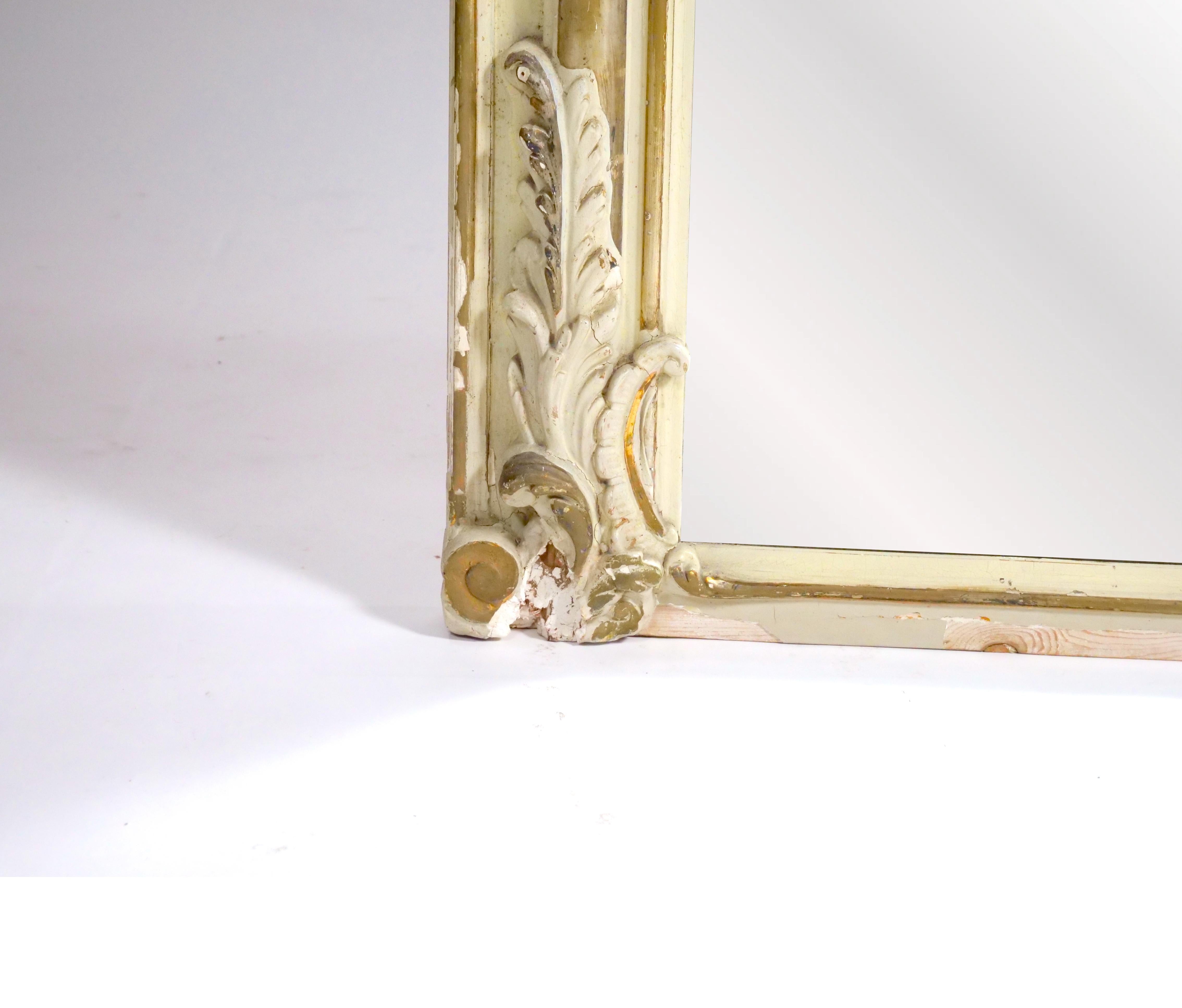 Louis XVI Style Parcel Gilt / White Painted Pier  / Trumeau Mirror For Sale 1
