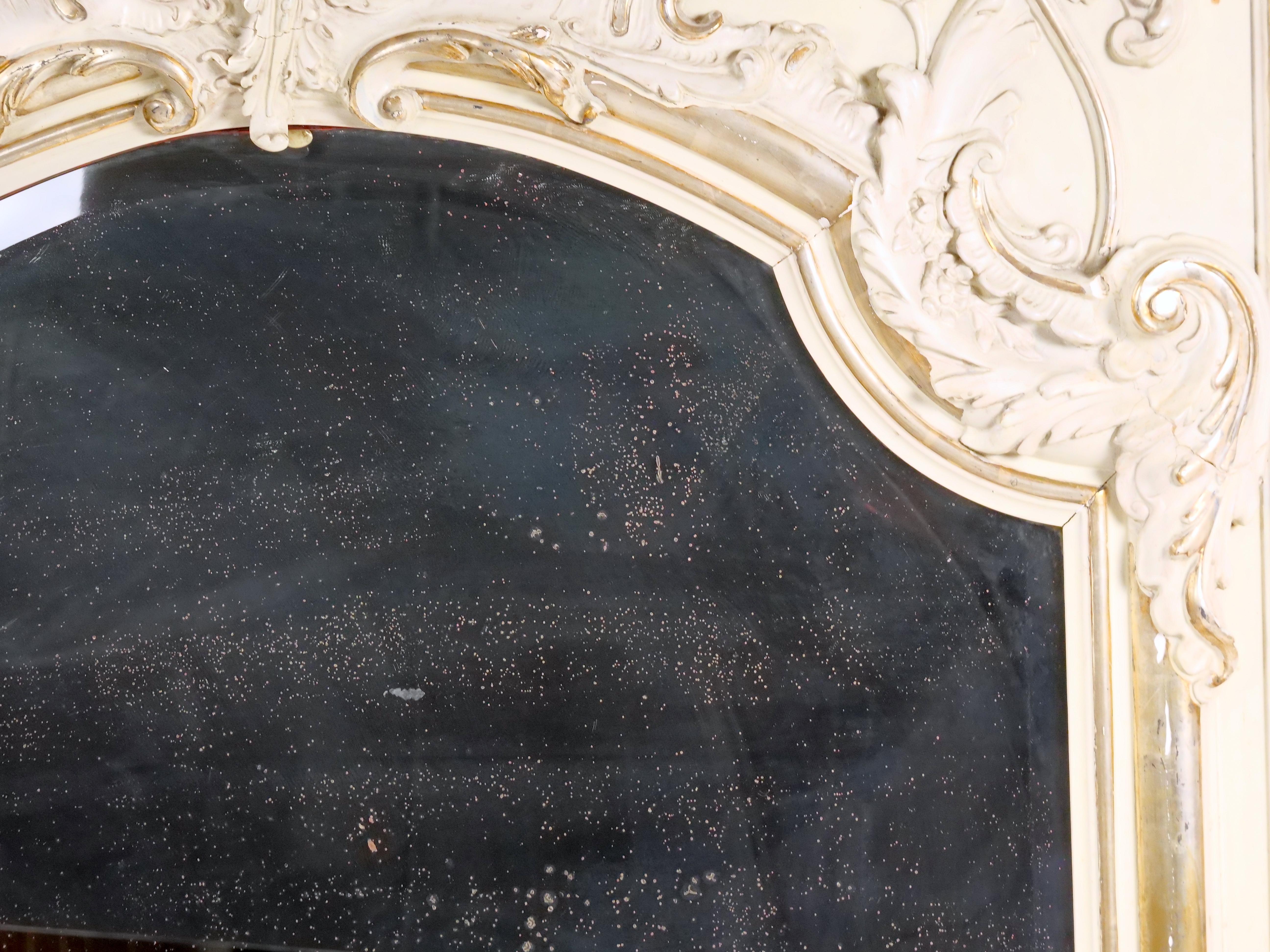 Louis XVI Style Parcel Gilt / White Painted Pier  / Trumeau Mirror For Sale 4