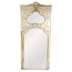 Used Louis XVI Style Parcel Gilt / White Painted Pier  / Trumeau Mirror