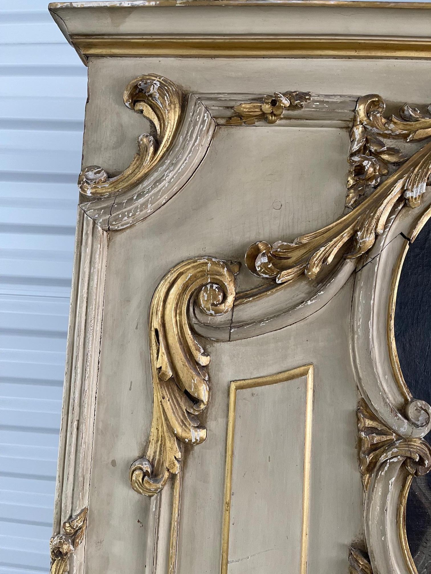 Louis XVI Style Parcel Giltwood Trumeau Mirror, Early 19th Century For Sale 1
