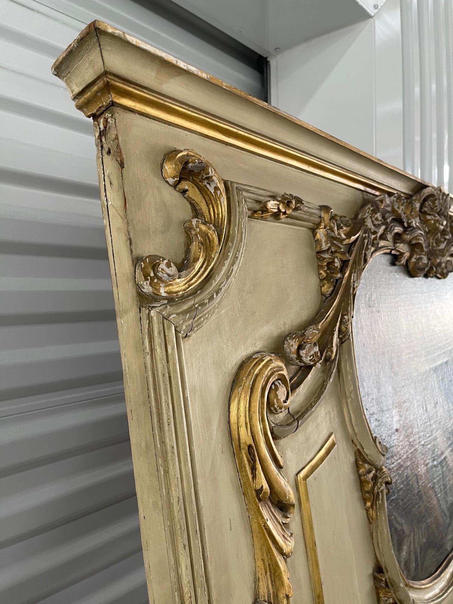 Louis XVI Style Parcel Giltwood Trumeau Mirror, Early 19th Century For Sale 3