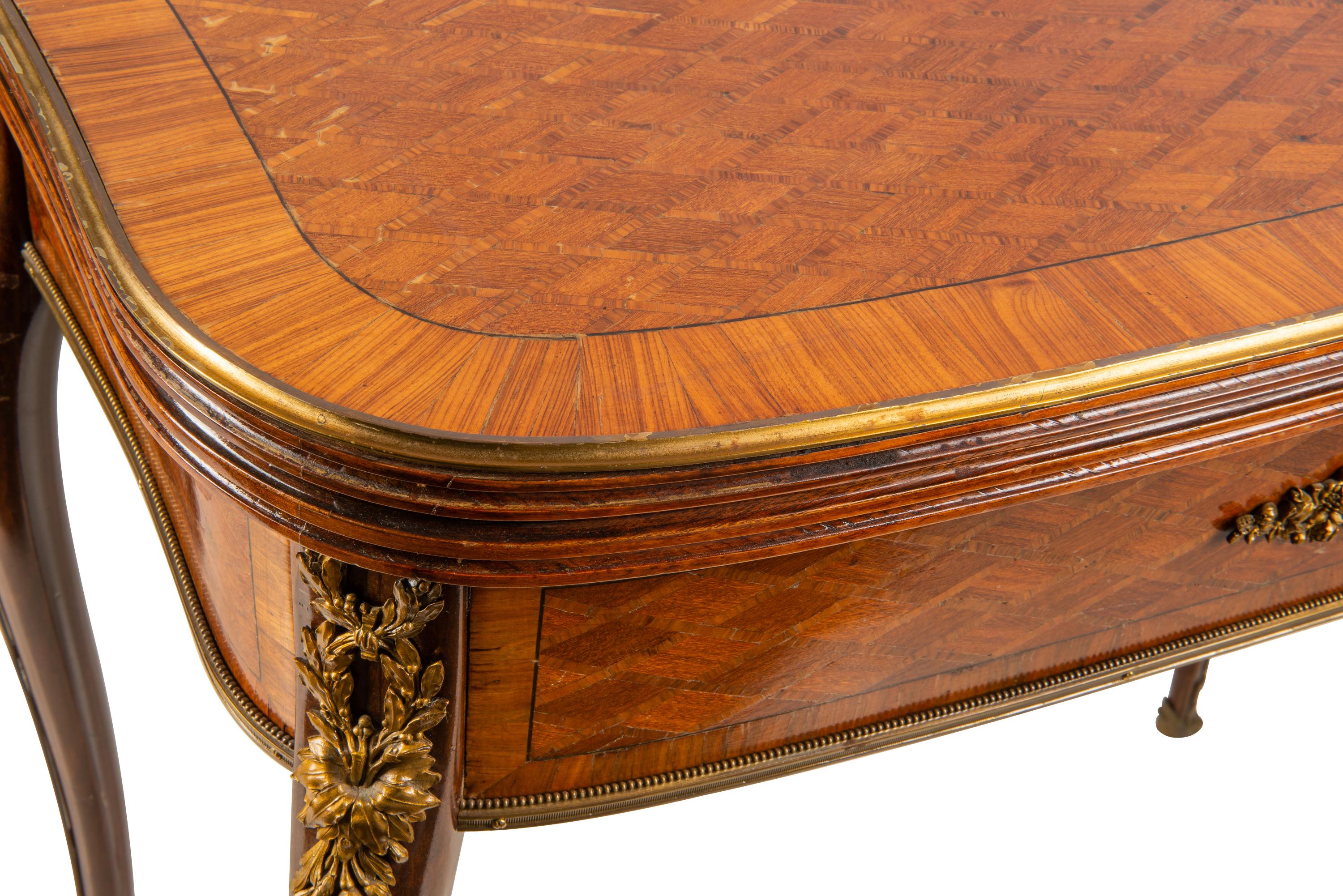 19th Century Louis XVI Style Parquetry Inlaid Card Table, circa 1890 For Sale