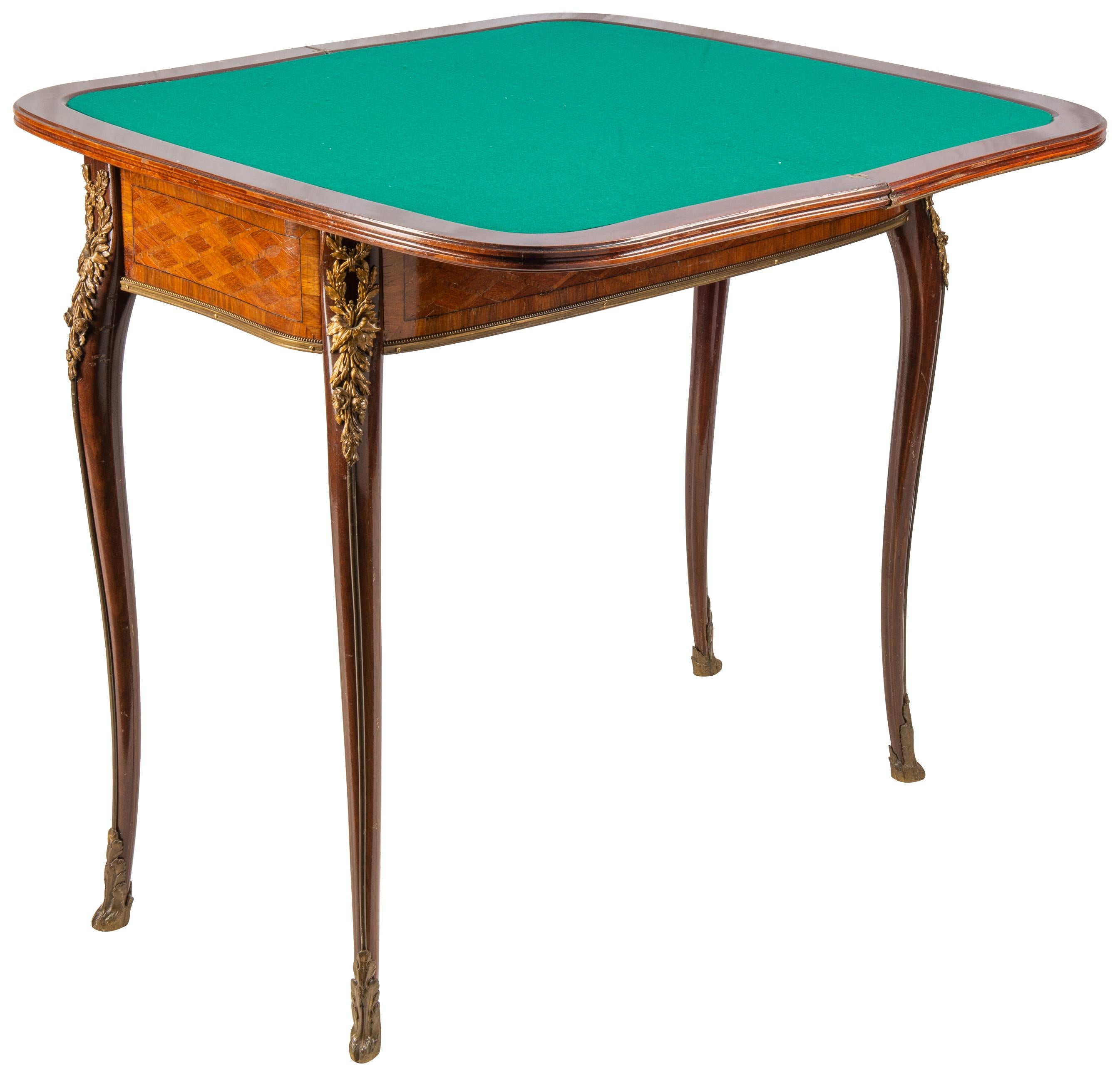 Louis XVI Style Parquetry Inlaid Card Table, circa 1890 For Sale 1