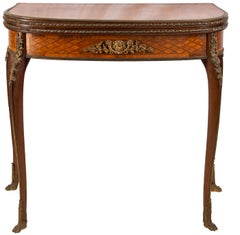 Louis XVI Style Parquetry Inlaid Card Table, circa 1890 Linke Style