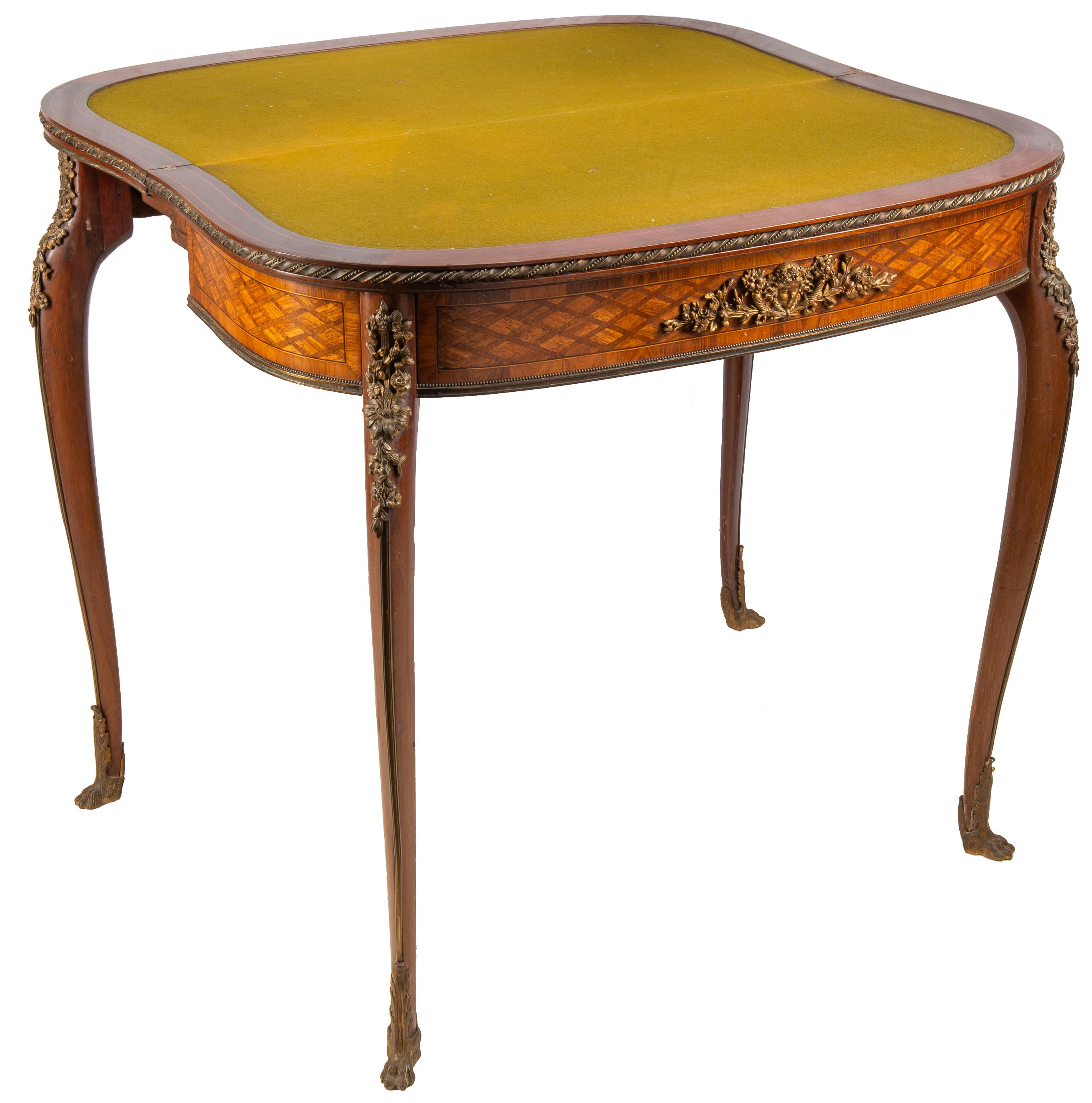 19th Century Louis XVI Style Parquetry Inlaid Card Table, circa 1890 Linke Style For Sale