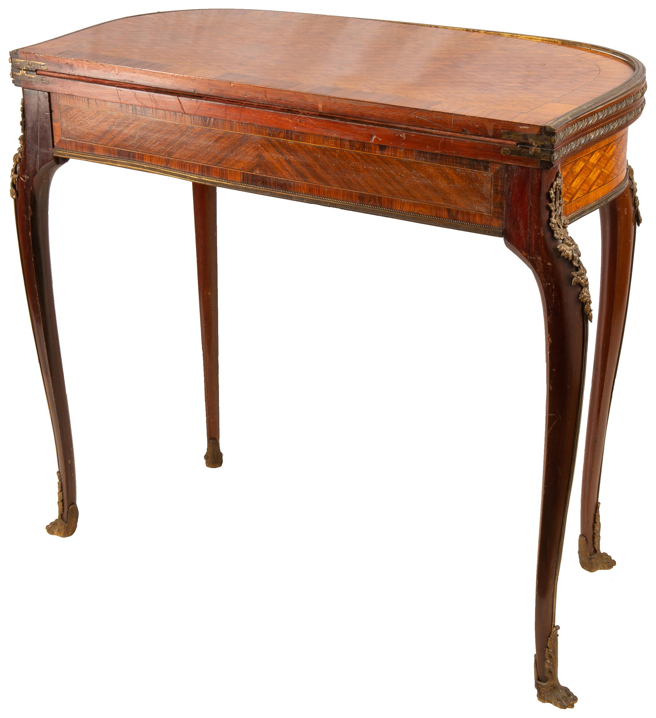 Louis XVI Style Parquetry Inlaid Card Table, circa 1890 Linke Style For Sale 2