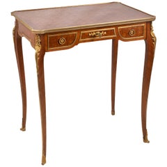 Louis XVI Style Parquetry Inlaid Side Table, 19th Century, after Linke