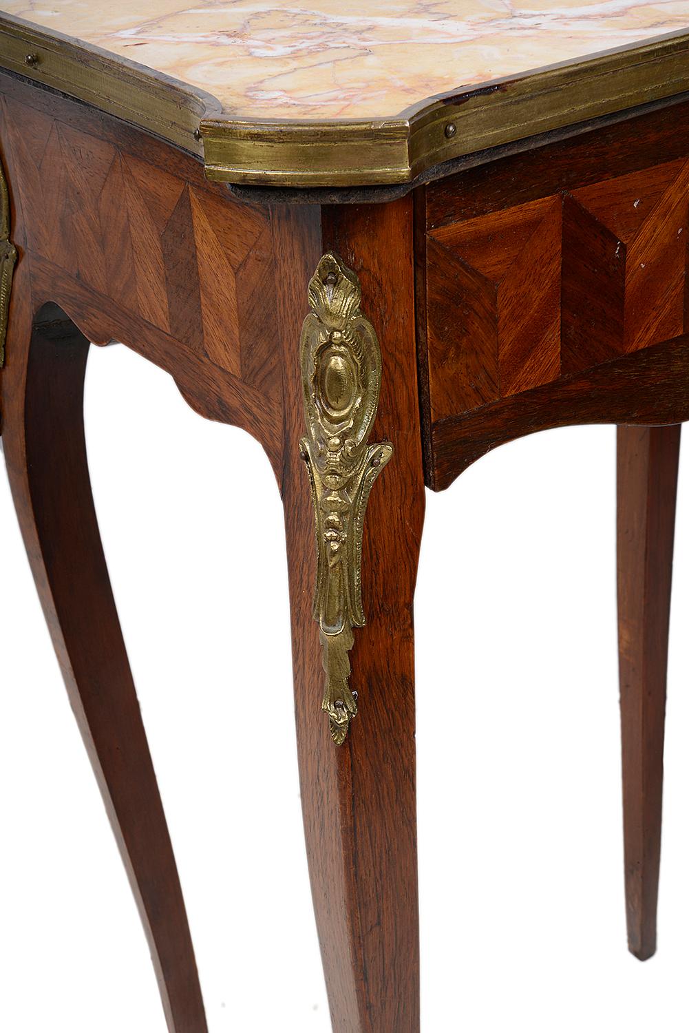 Louis XVI Style Parquetry Inlaid Side Table, 19th Century In Good Condition For Sale In Brighton, Sussex