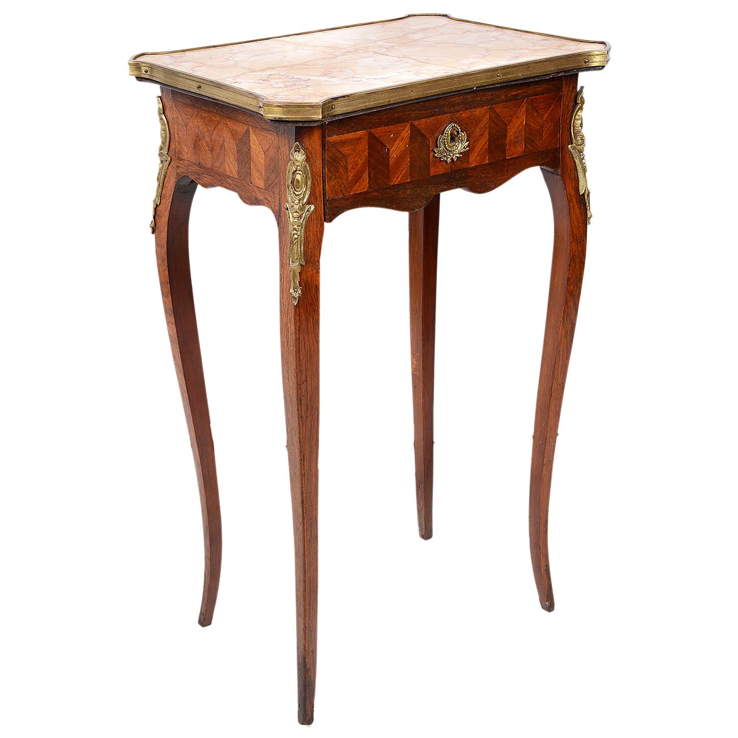 Louis XVI Style Parquetry Inlaid Side Table, 19th Century