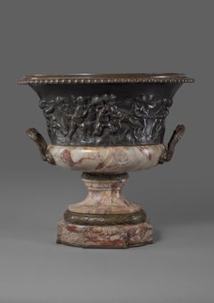 Louis XVI Style Patinated Bronze and Marble Jardinière after Clodion, circa 1870