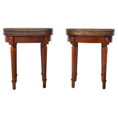 Louis Xvi Style Petit Bouillotte Marble Top Side Occasional Tables