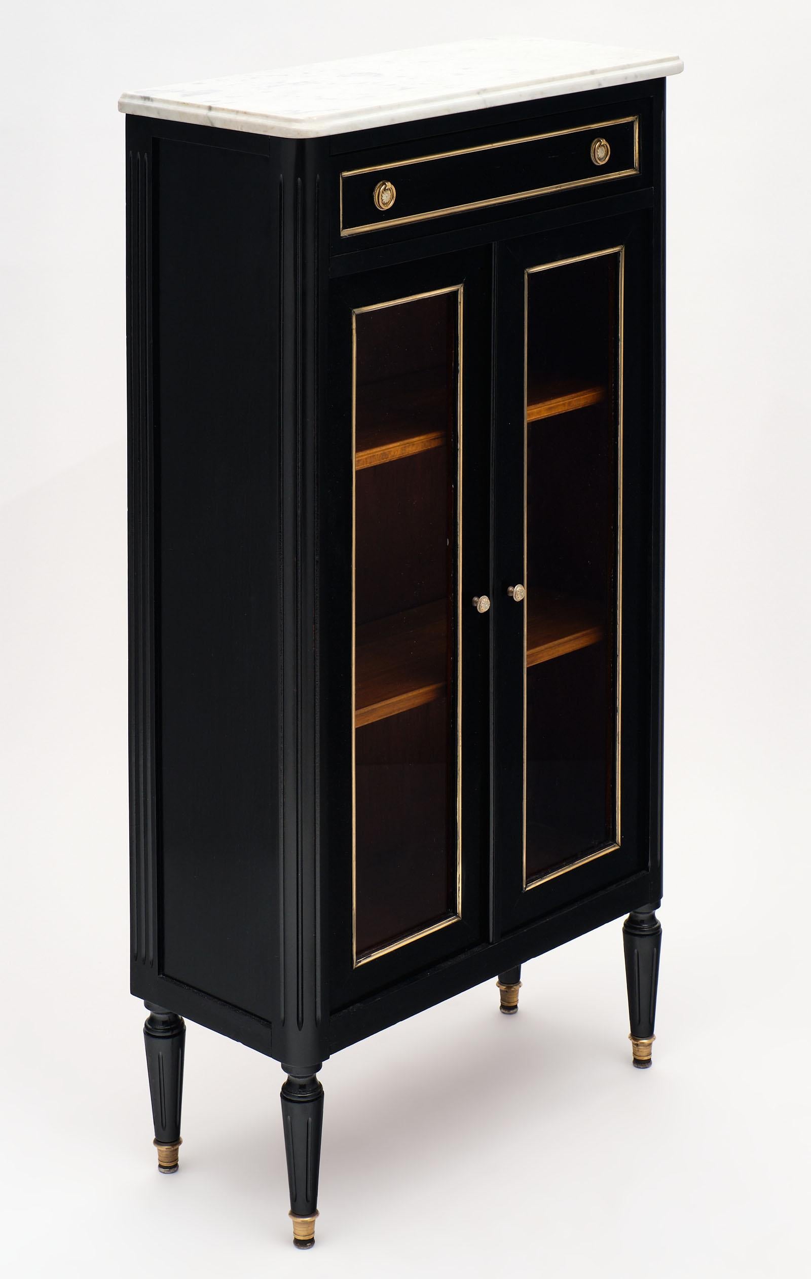 French Louis XVI Style Petite Ebonized Bookcase