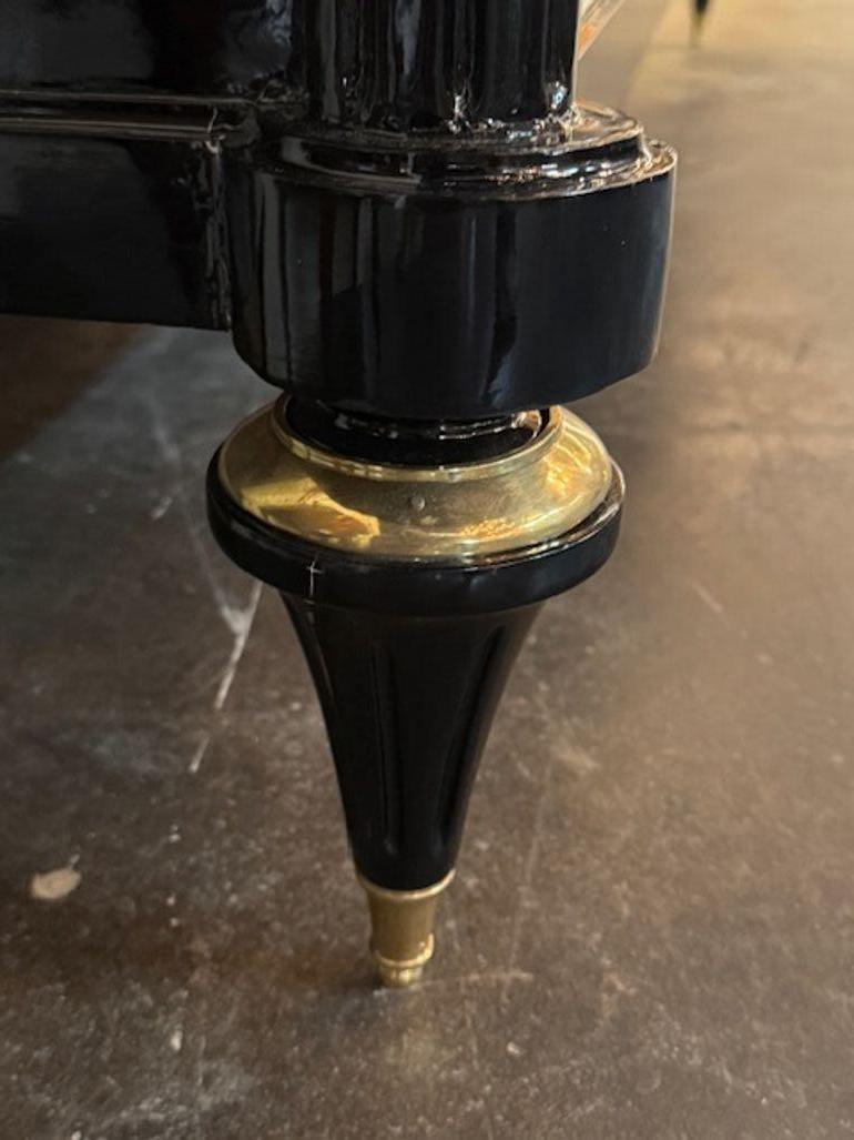 20th Century Louis XVI Style Piano Black Sideboard with a Marble Top For Sale