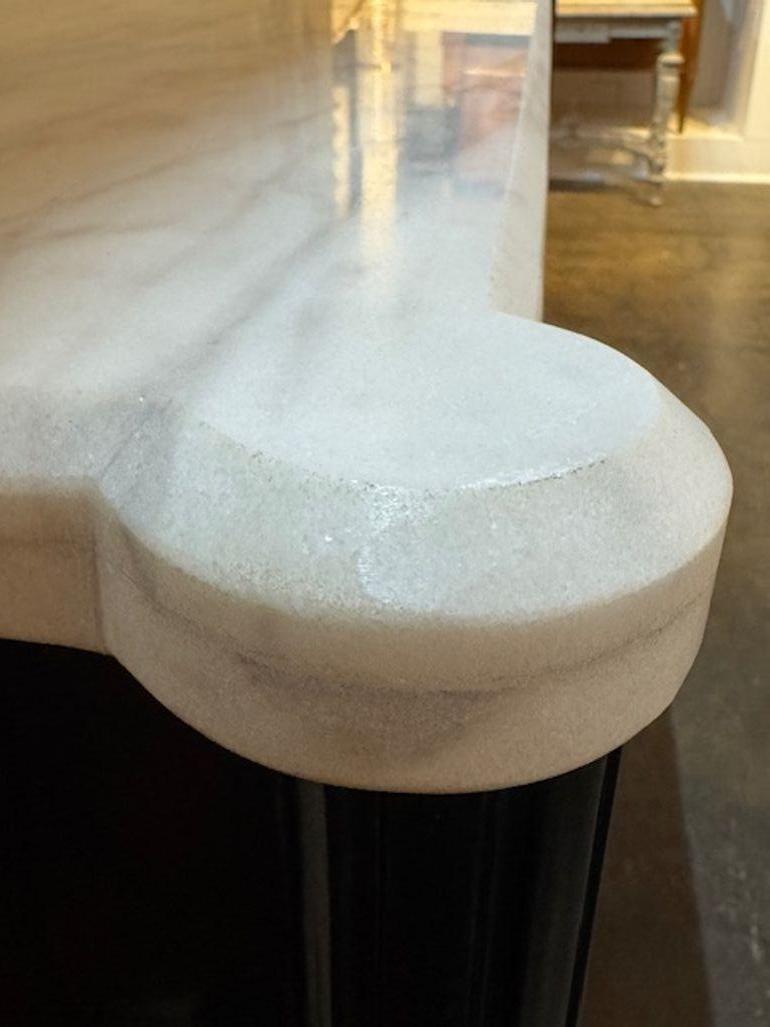 Louis XVI Style Piano Black Sideboard with a Marble Top For Sale 1