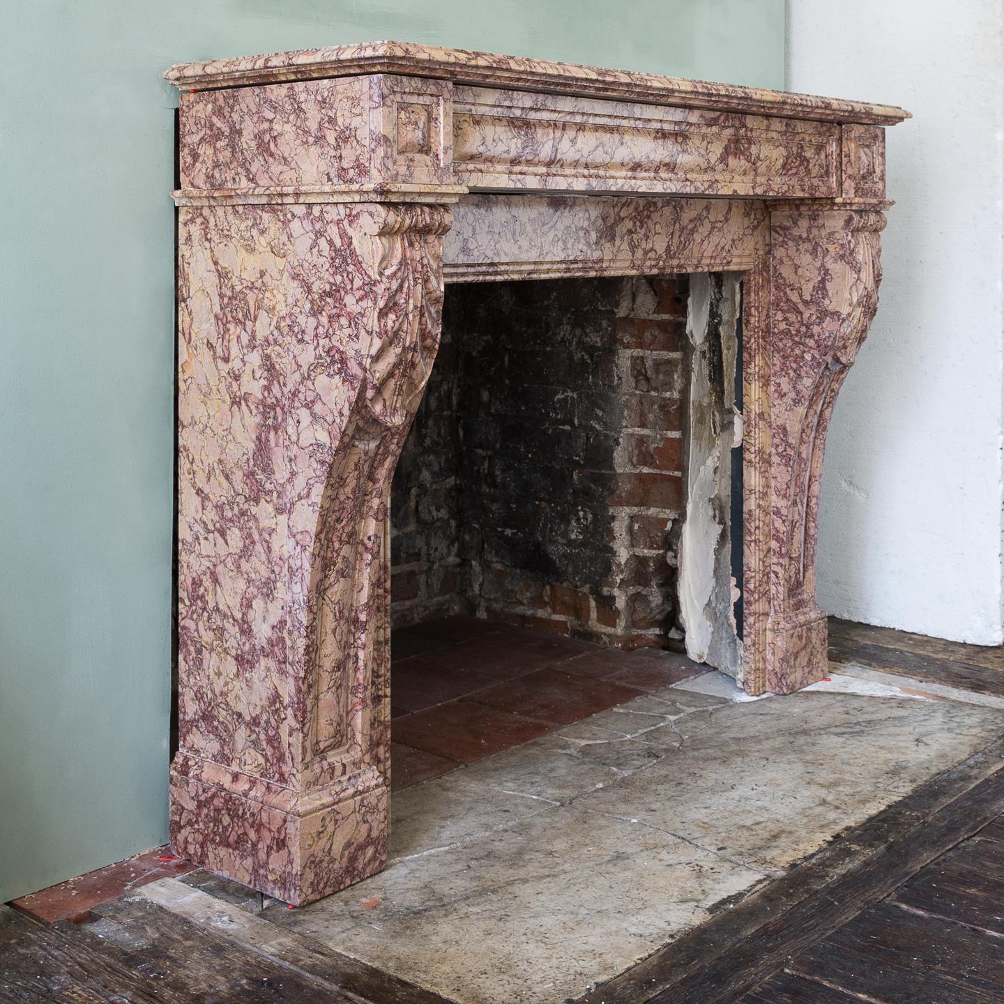 Marble Louis XVI Style Pink Brocatello Fireplace