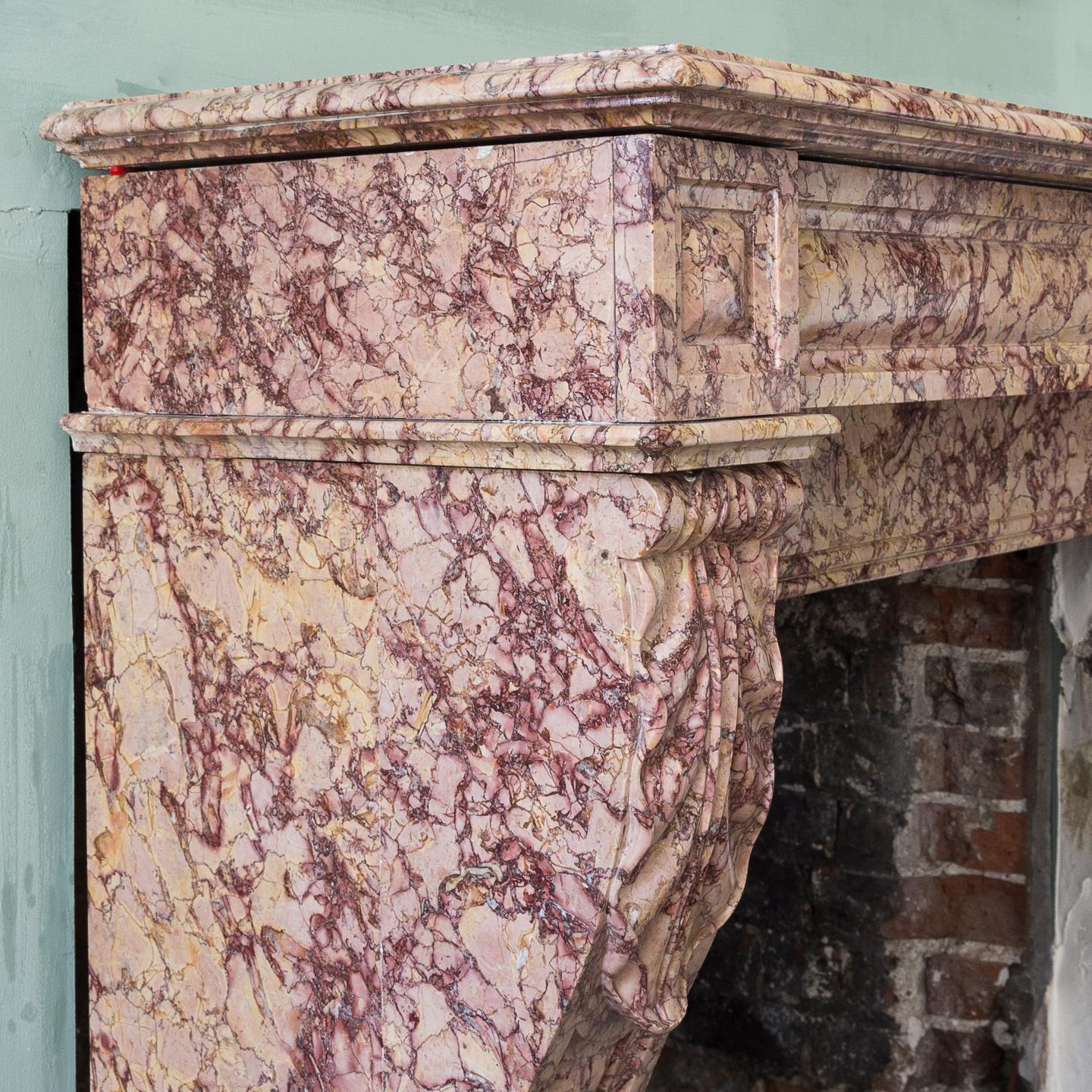 Louis XVI Style Pink Brocatello Fireplace 1