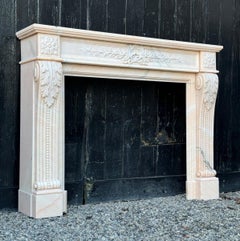 Louis XVI Style Pink Marble Mantel Circa 1980