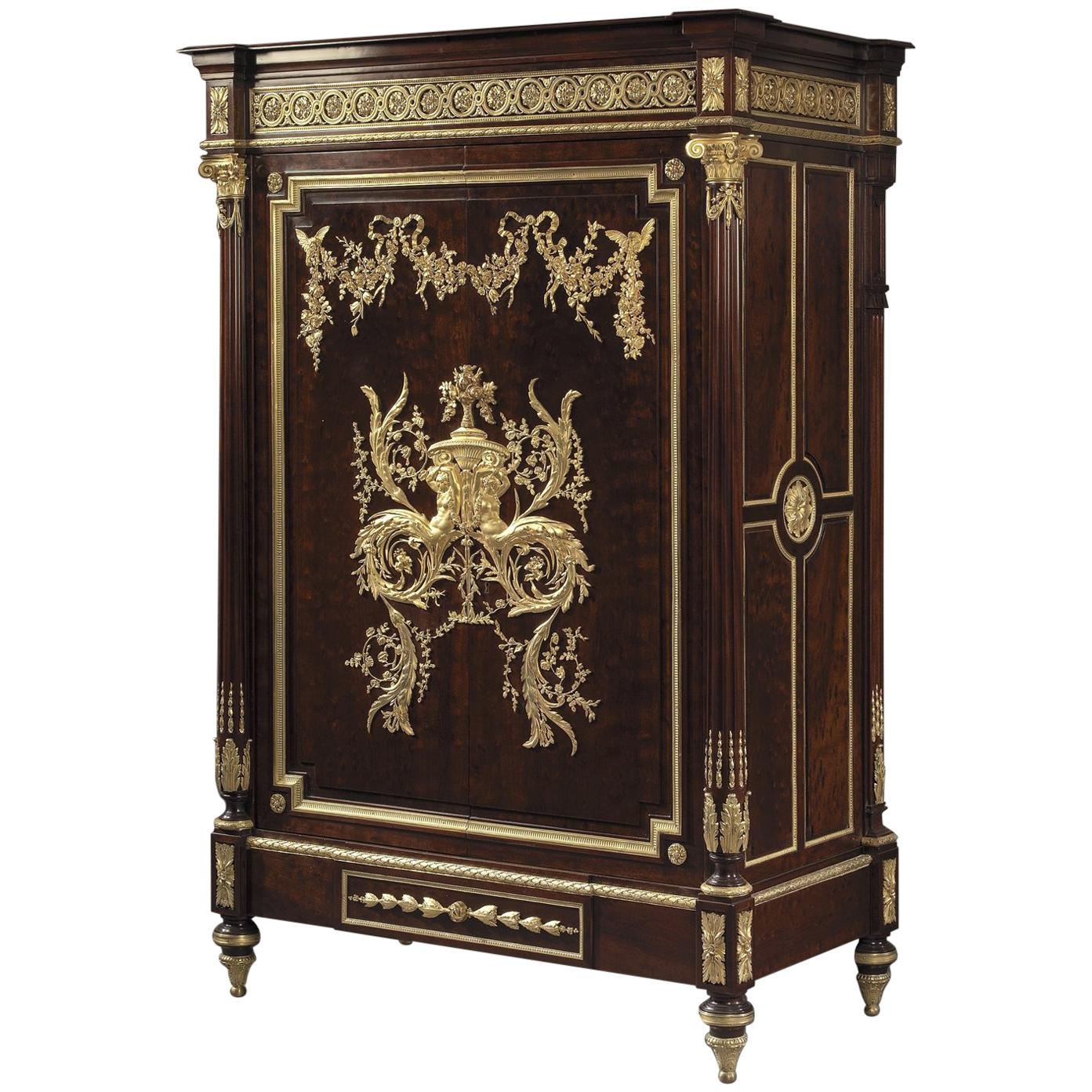 Bas d'Armoire in mogano color prugna in stile Luigi XVI, 1880 ca.