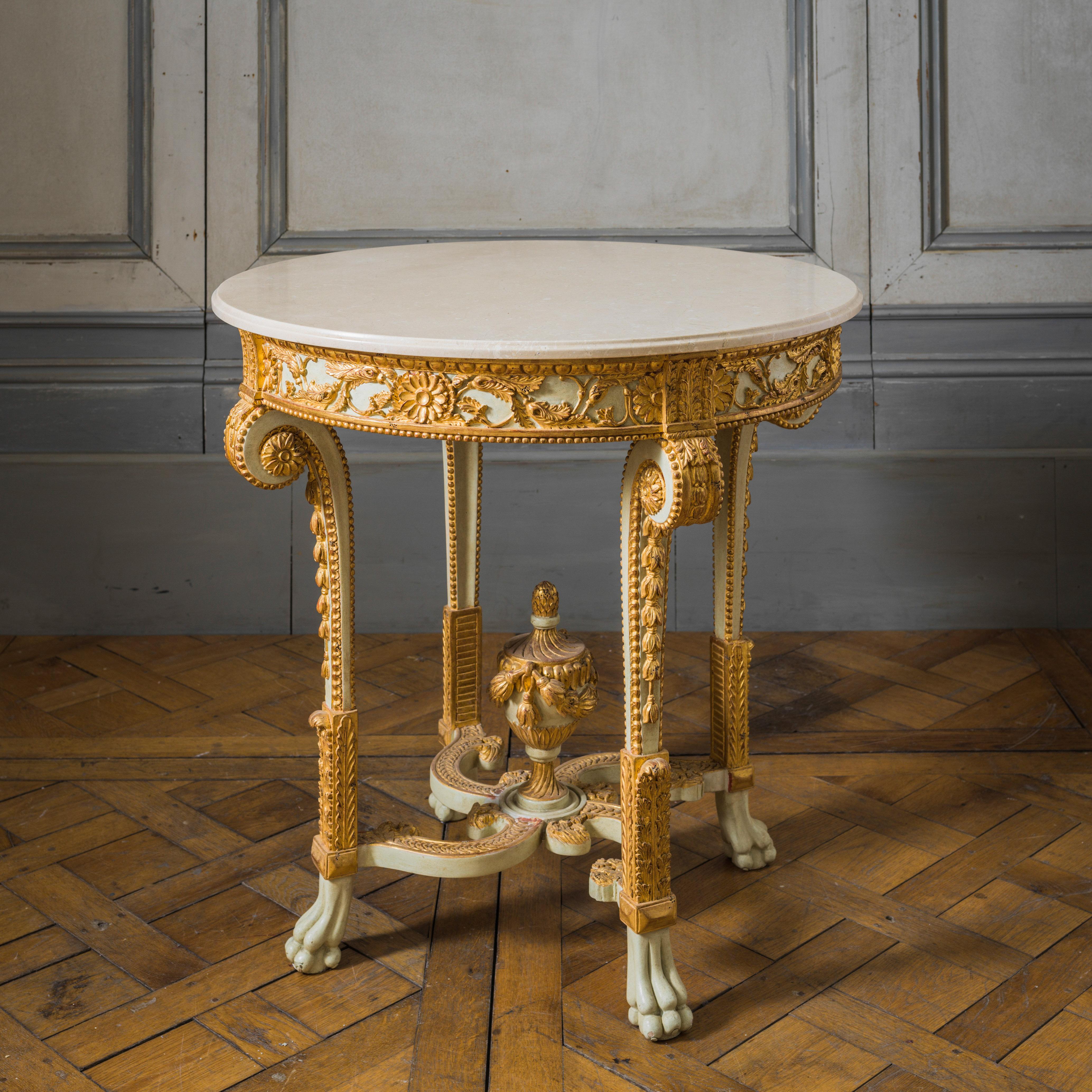 English Louis XVI Style Polychrome Console Table Reproduced by La Maison London For Sale