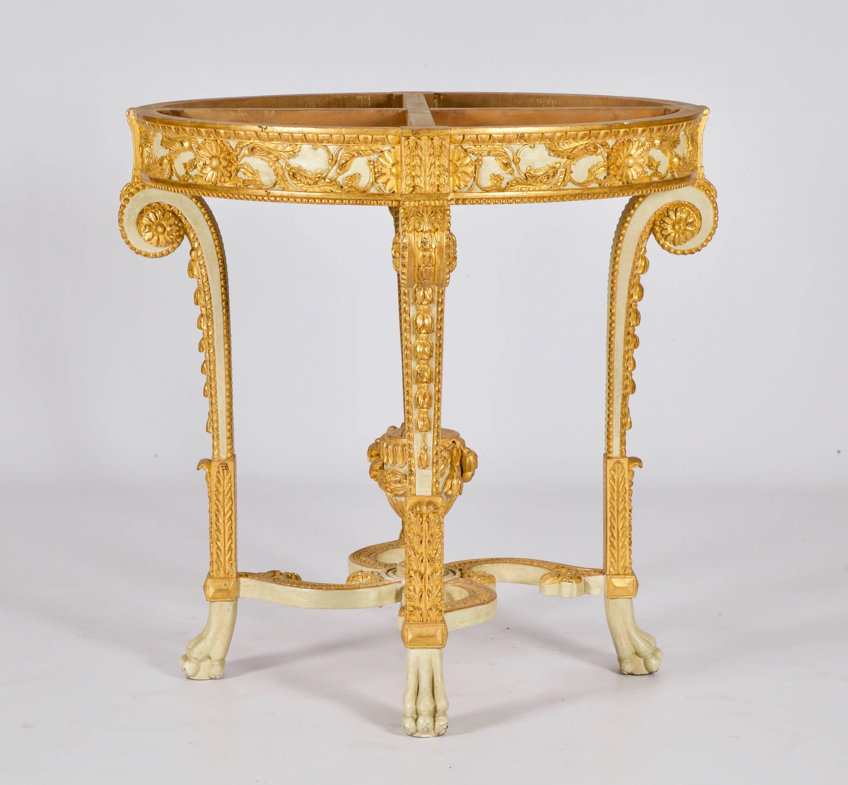 Hand-Carved Louis XVI Style Polychrome Console Table Reproduced by La Maison London