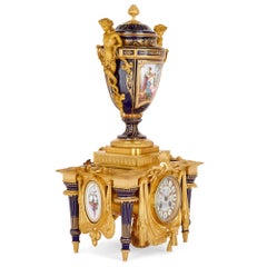 Louis XVI Style Porcelain and Gilt Bronze Mantel Clock