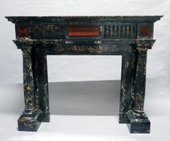 Louis XVI style Portor Marble Chimney Mantelpiece, France, Circa 1880