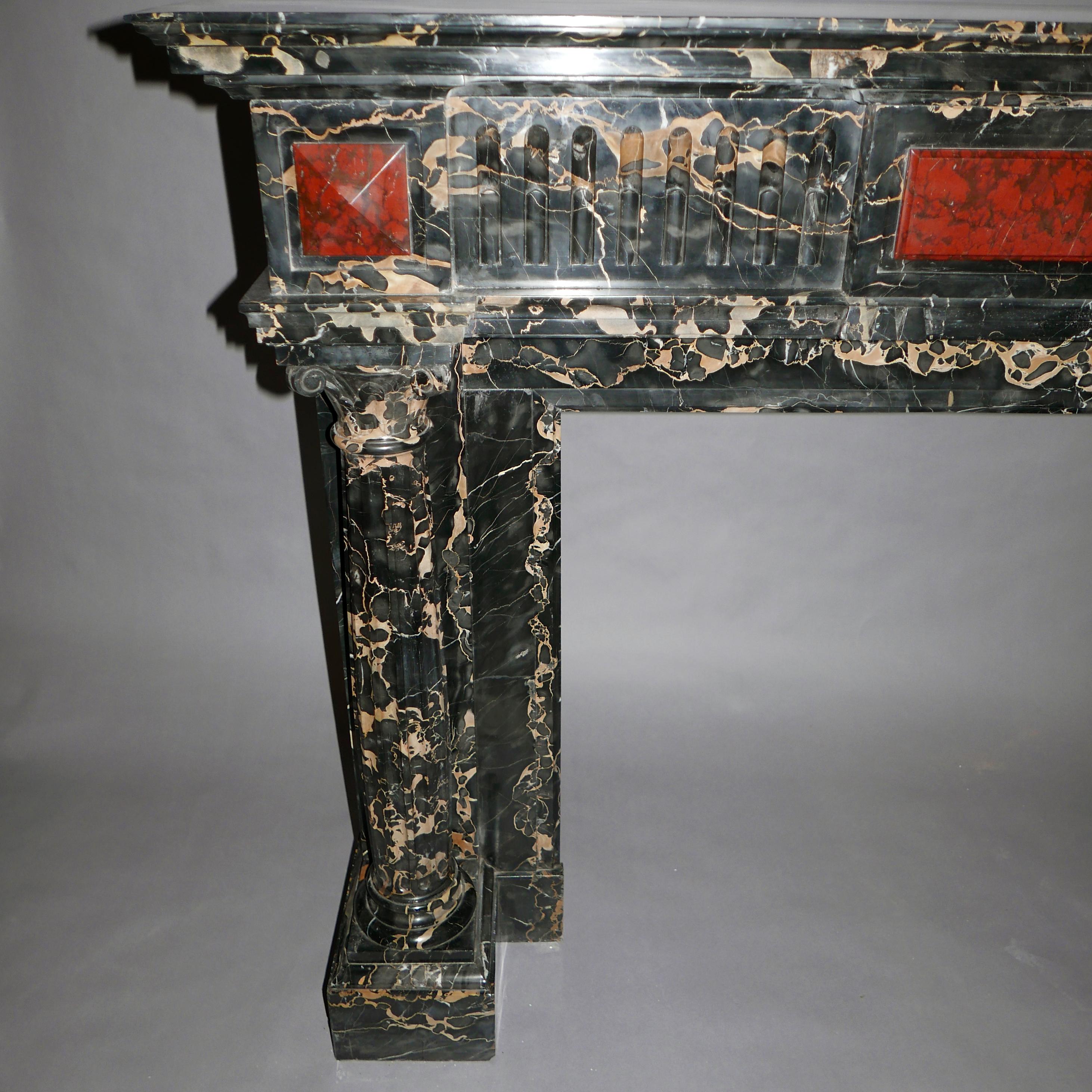 Louis XVI style Portor Marble Chimney Mantelpiece, France, Circa 1880 In Good Condition For Sale In PARIS, FR