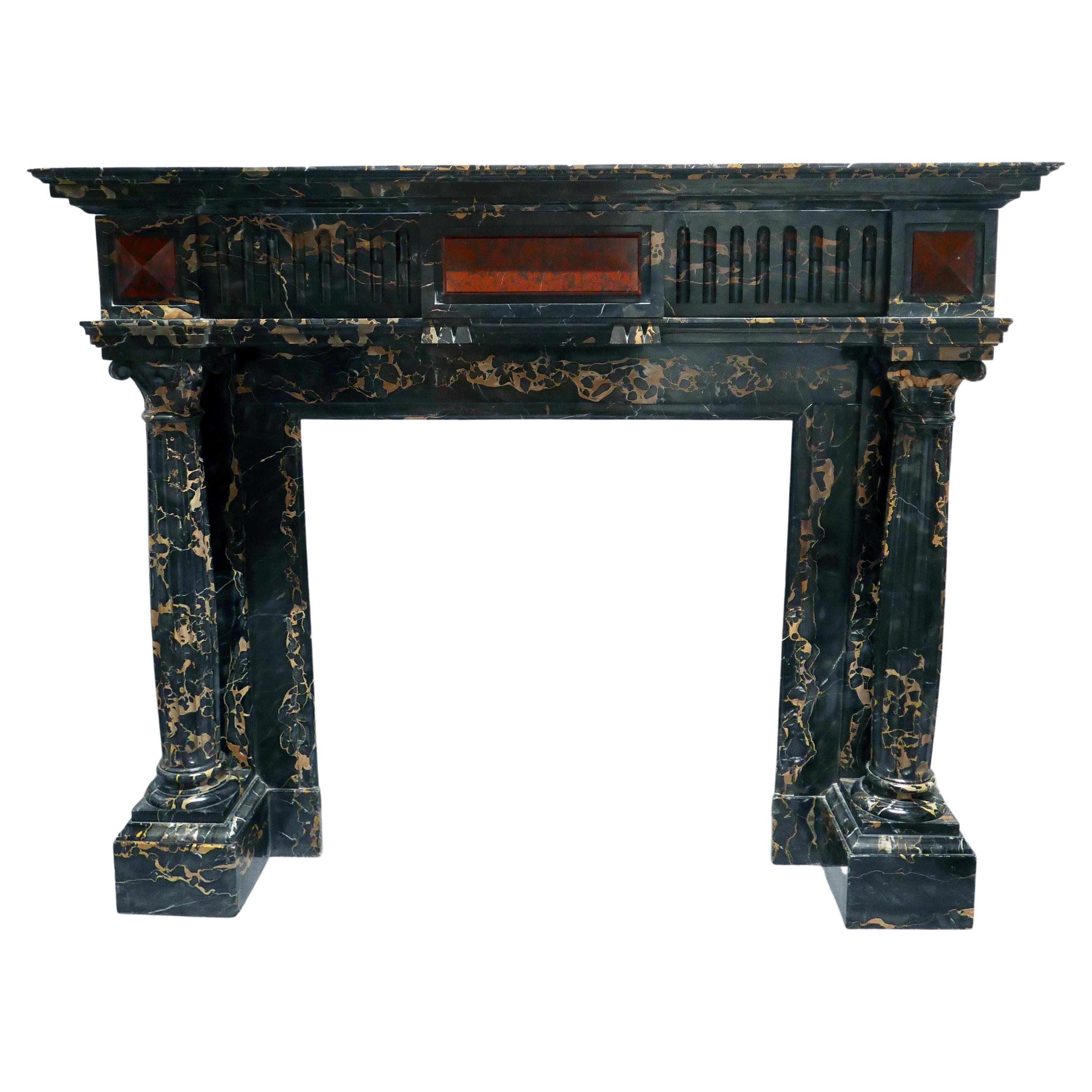 Cheminée de style Louis XVI en marbre de Portor, France, vers 1880 en vente