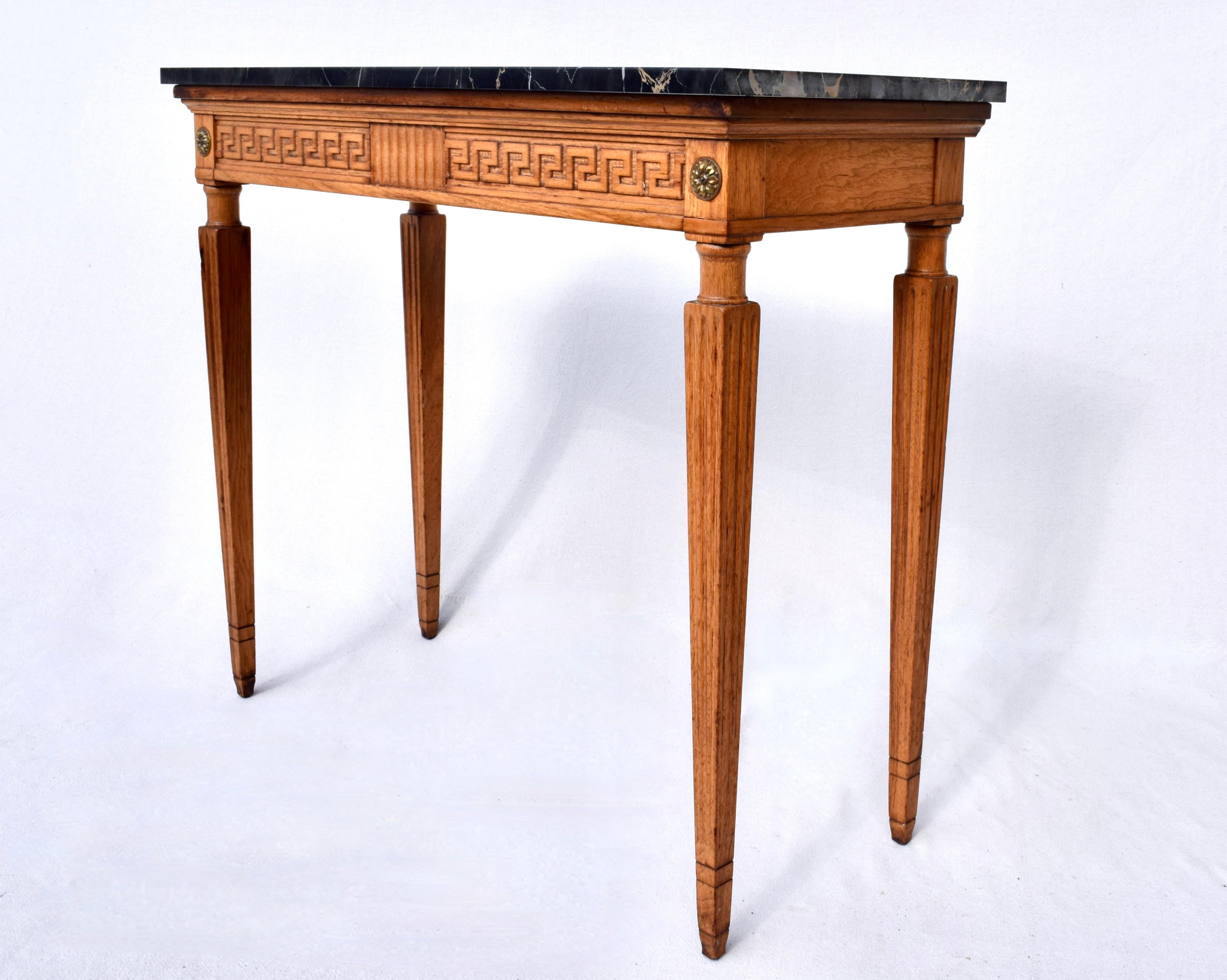 American Louis XVI Style Portoro Marble Console Table by Irwin