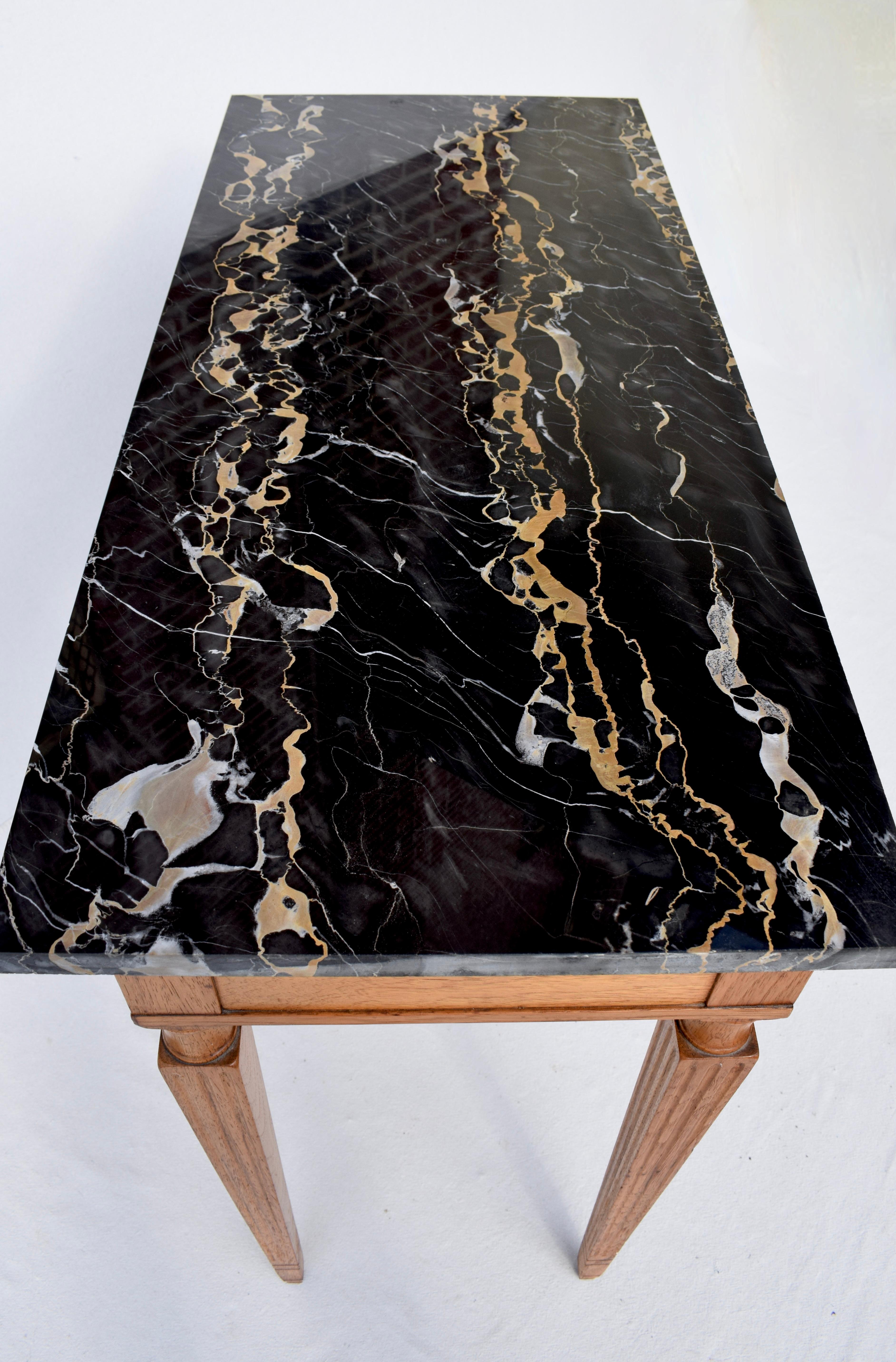 Louis XVI Style Portoro Marble Console Table by Irwin 1