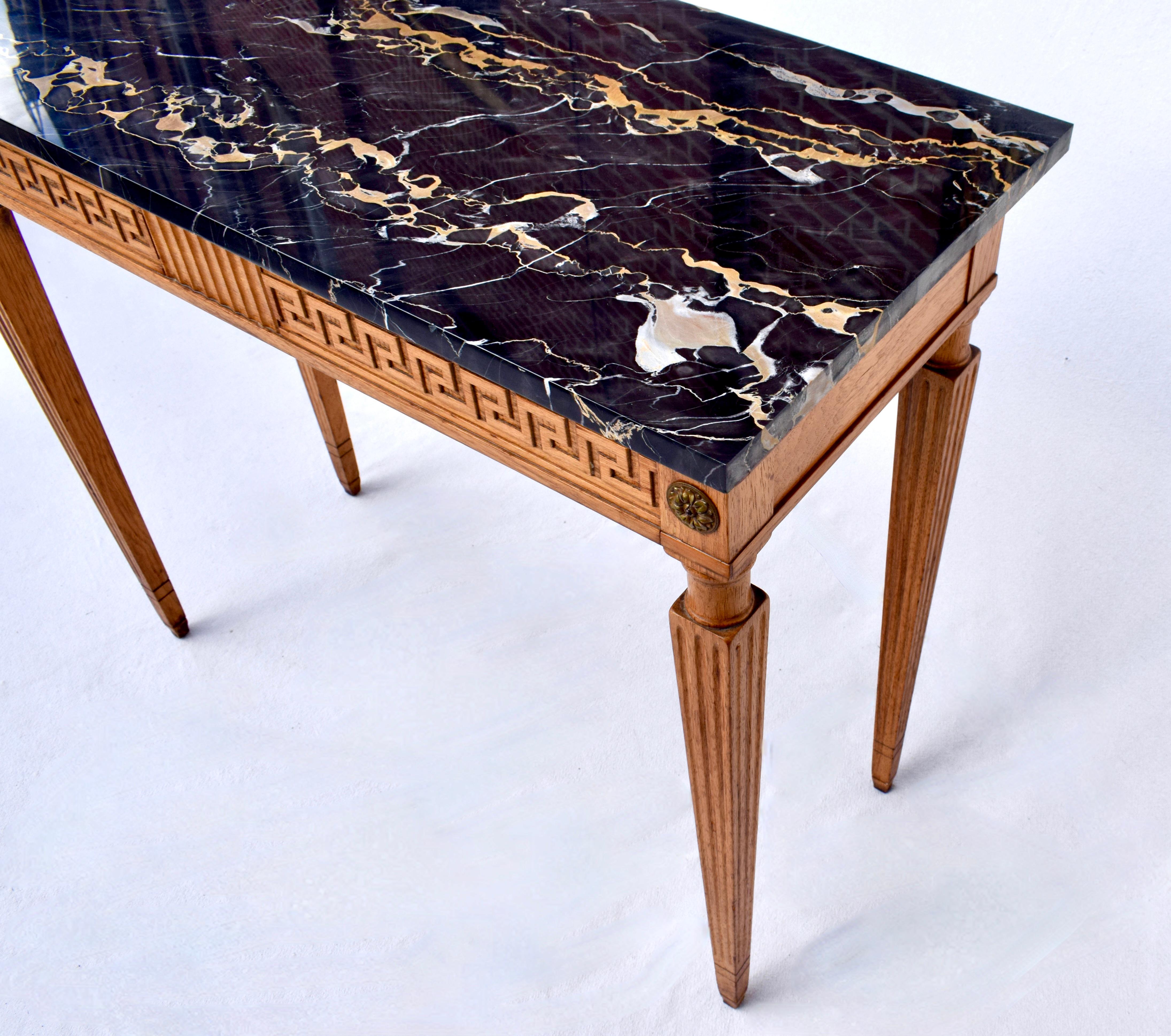 Louis XVI Style Portoro Marble Console Table by Irwin 4