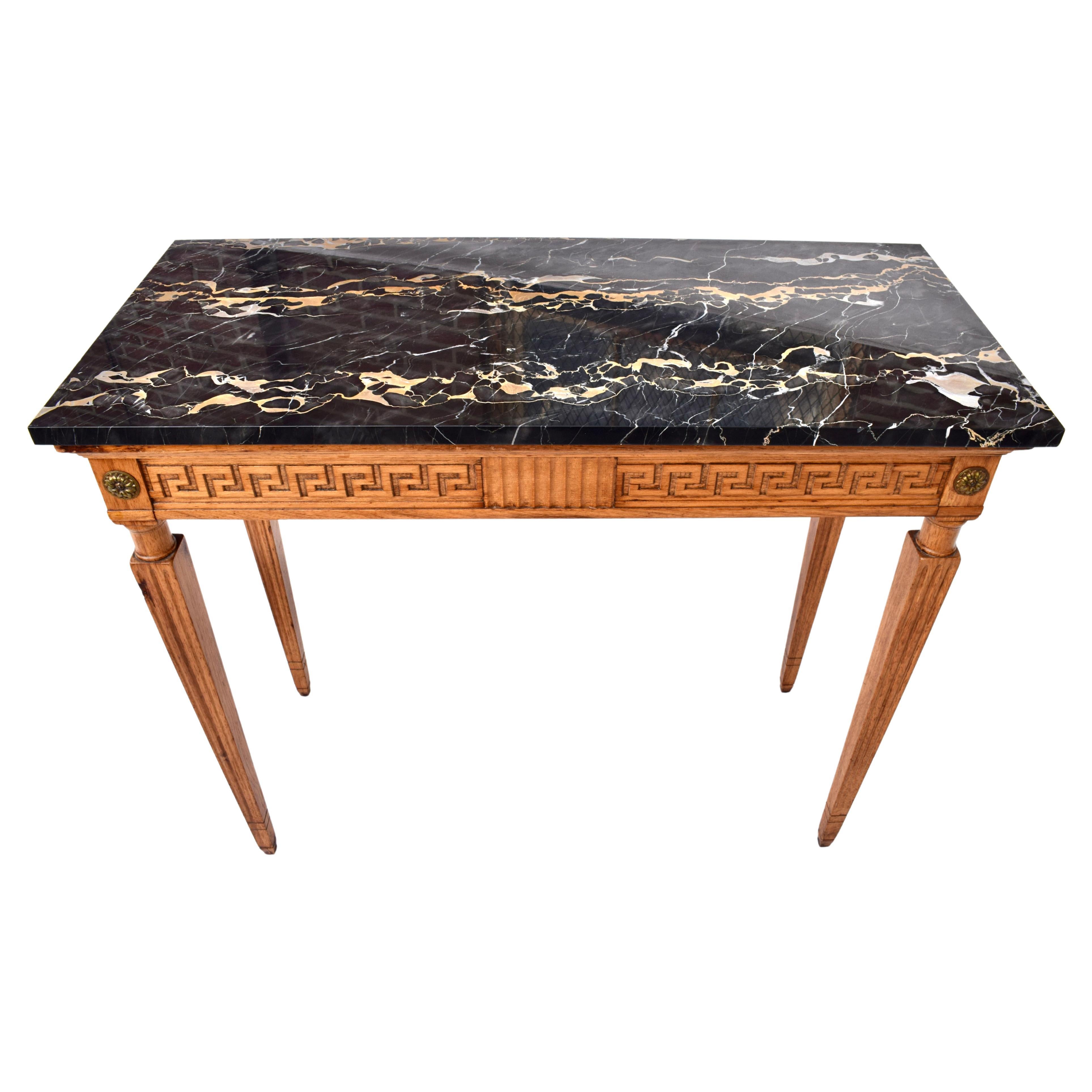 Louis XVI Style Portoro Marble Console Table by Irwin