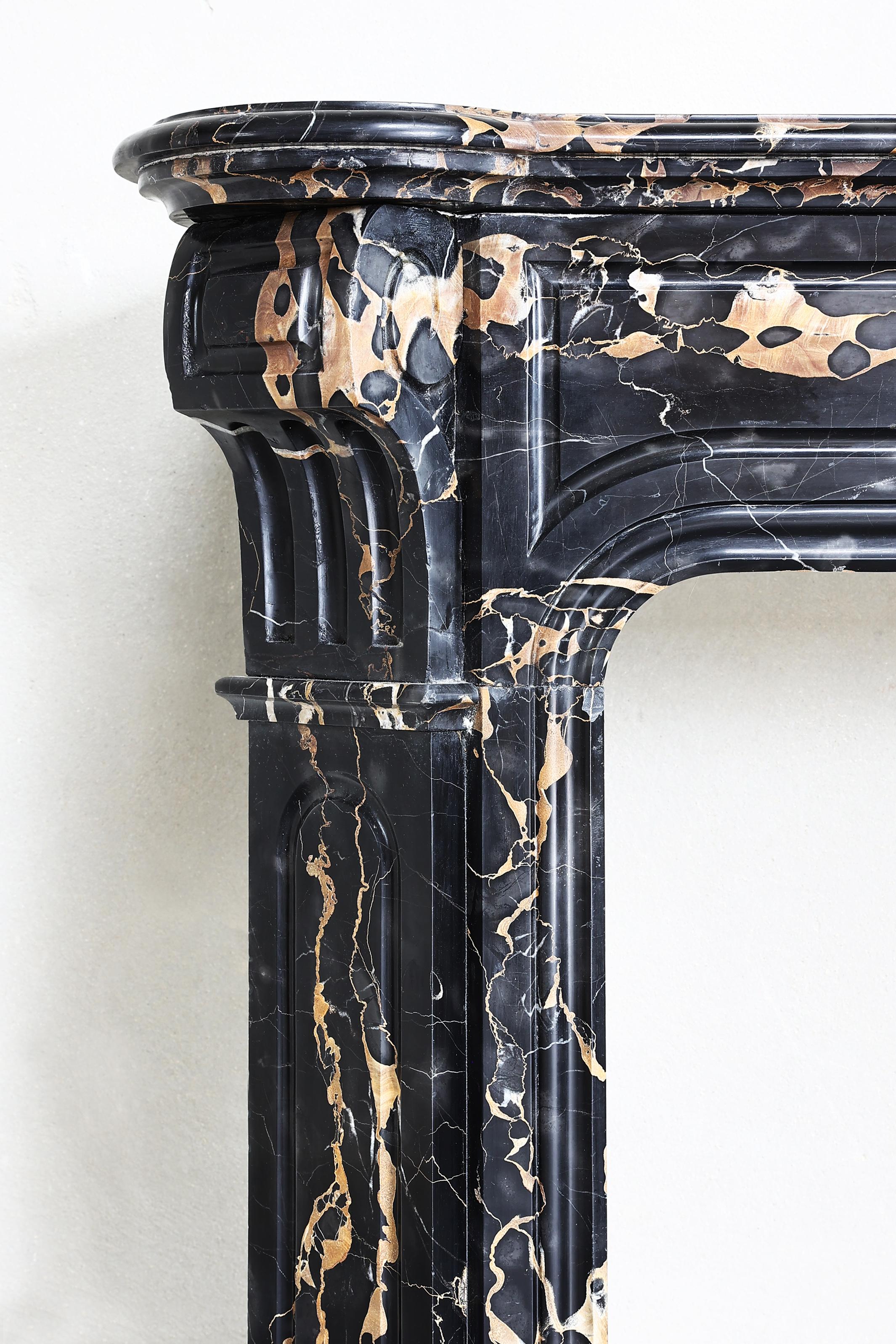 Louis XVI Style Portoro Marble Fireplace from the 19th Century For Sale 6