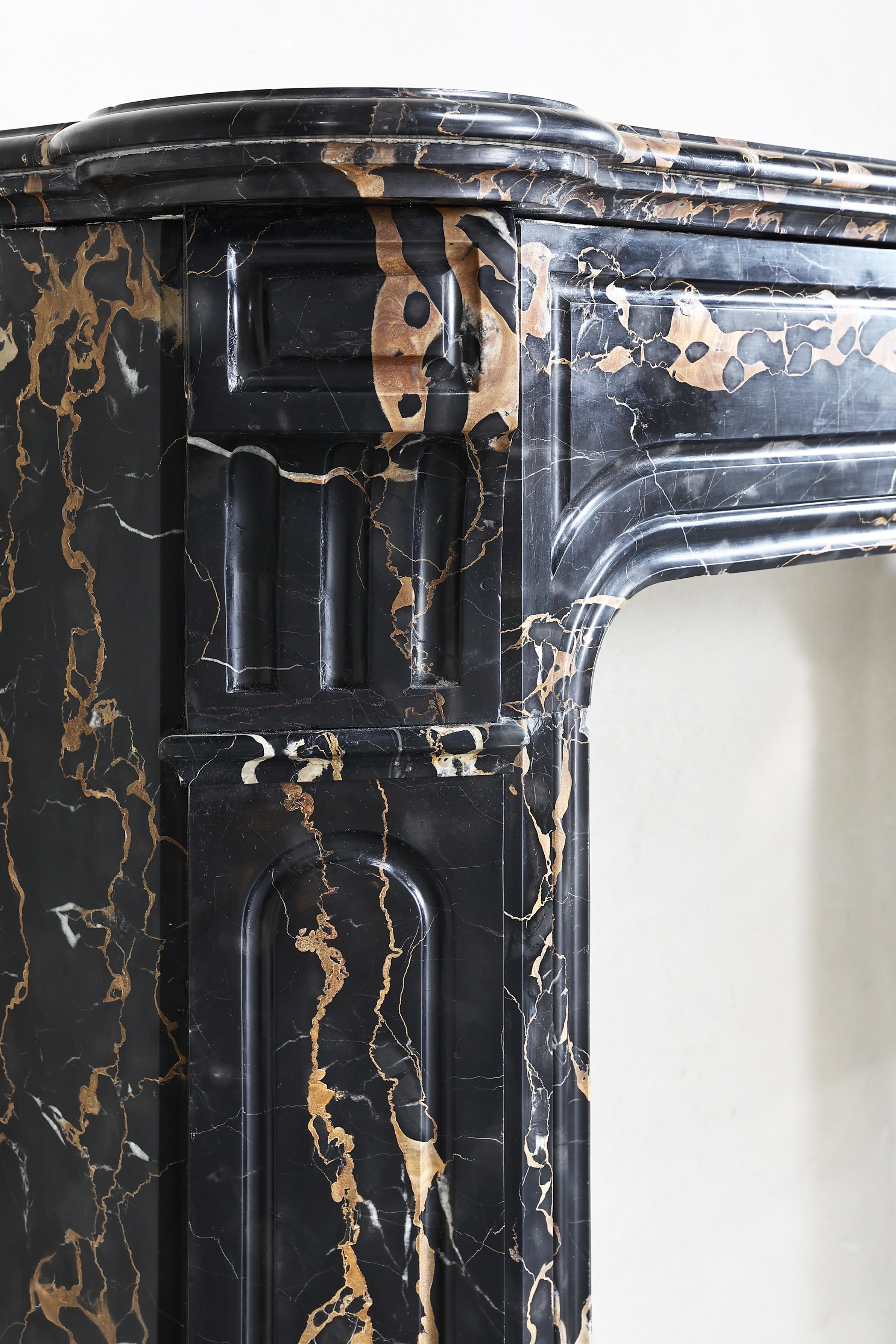 Louis XVI Style Portoro Marble Fireplace from the 19th Century For Sale 7