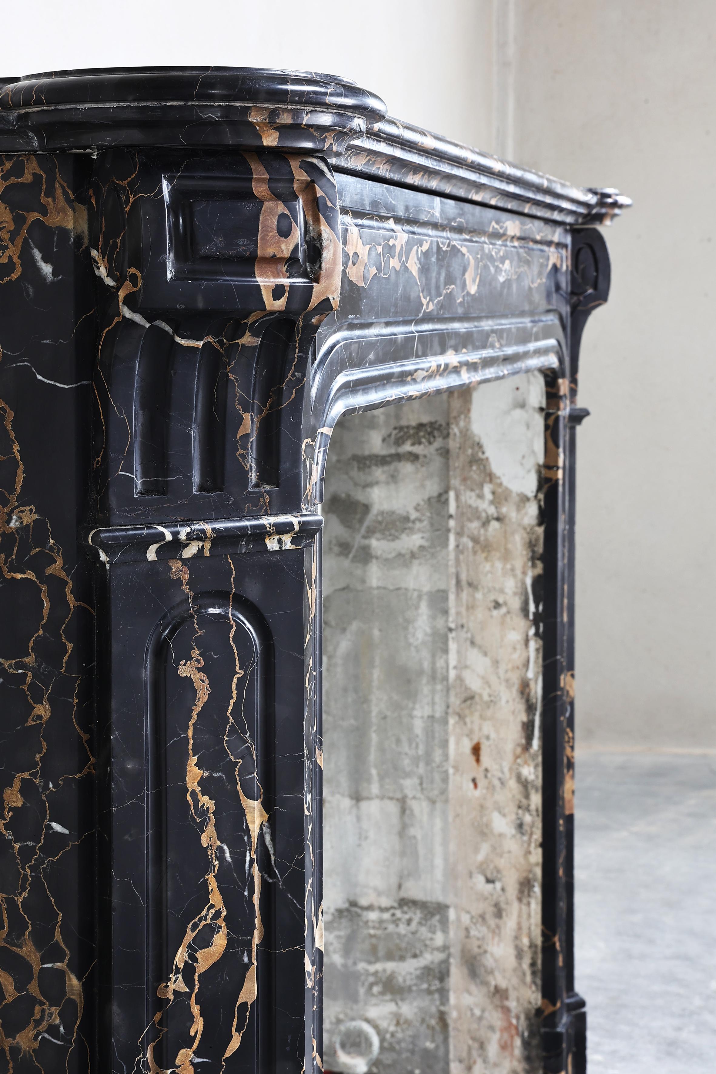 Louis XVI Style Portoro Marble Fireplace from the 19th Century For Sale 8
