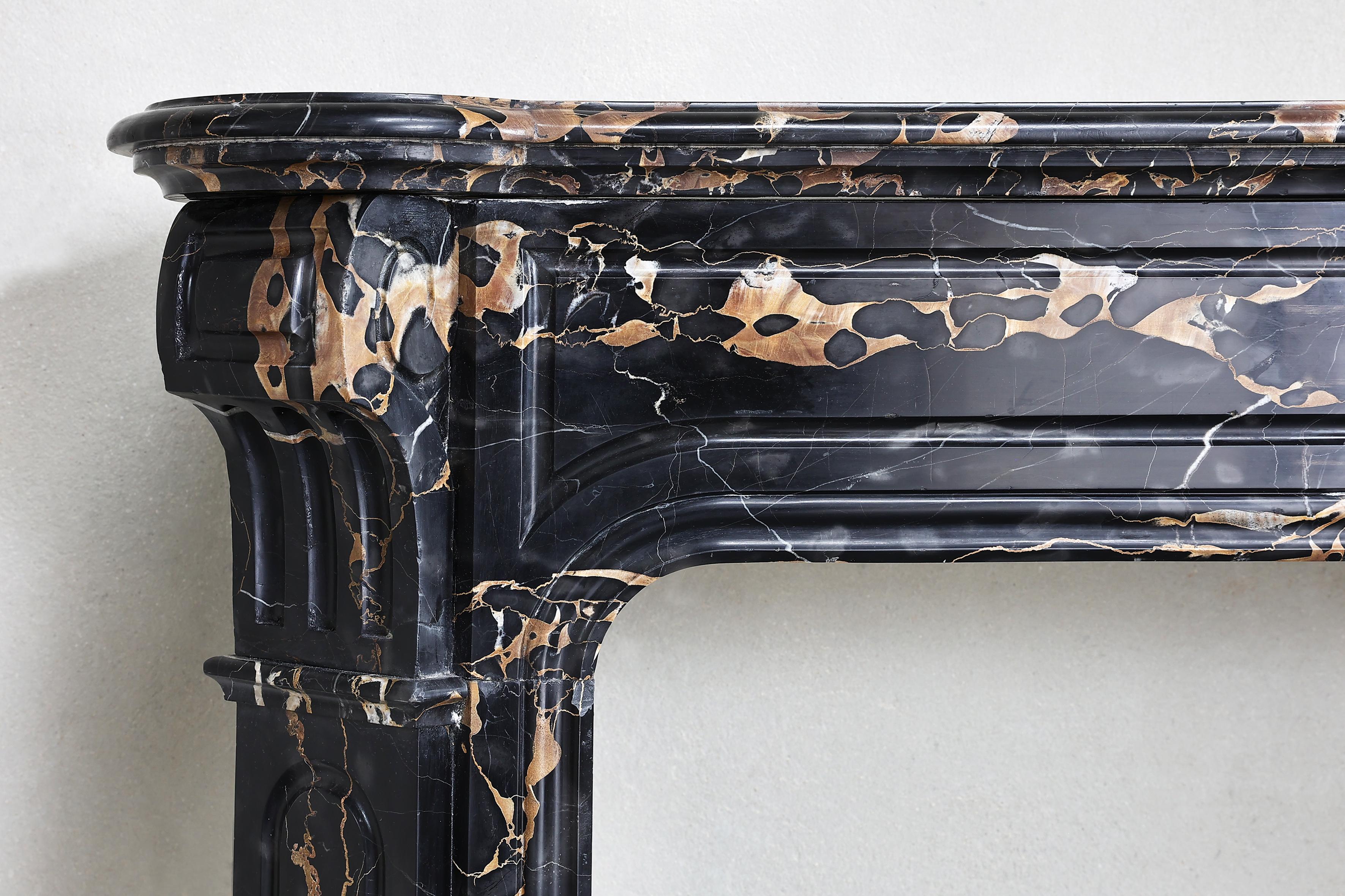 Louis XVI Style Portoro Marble Fireplace from the 19th Century For Sale 1