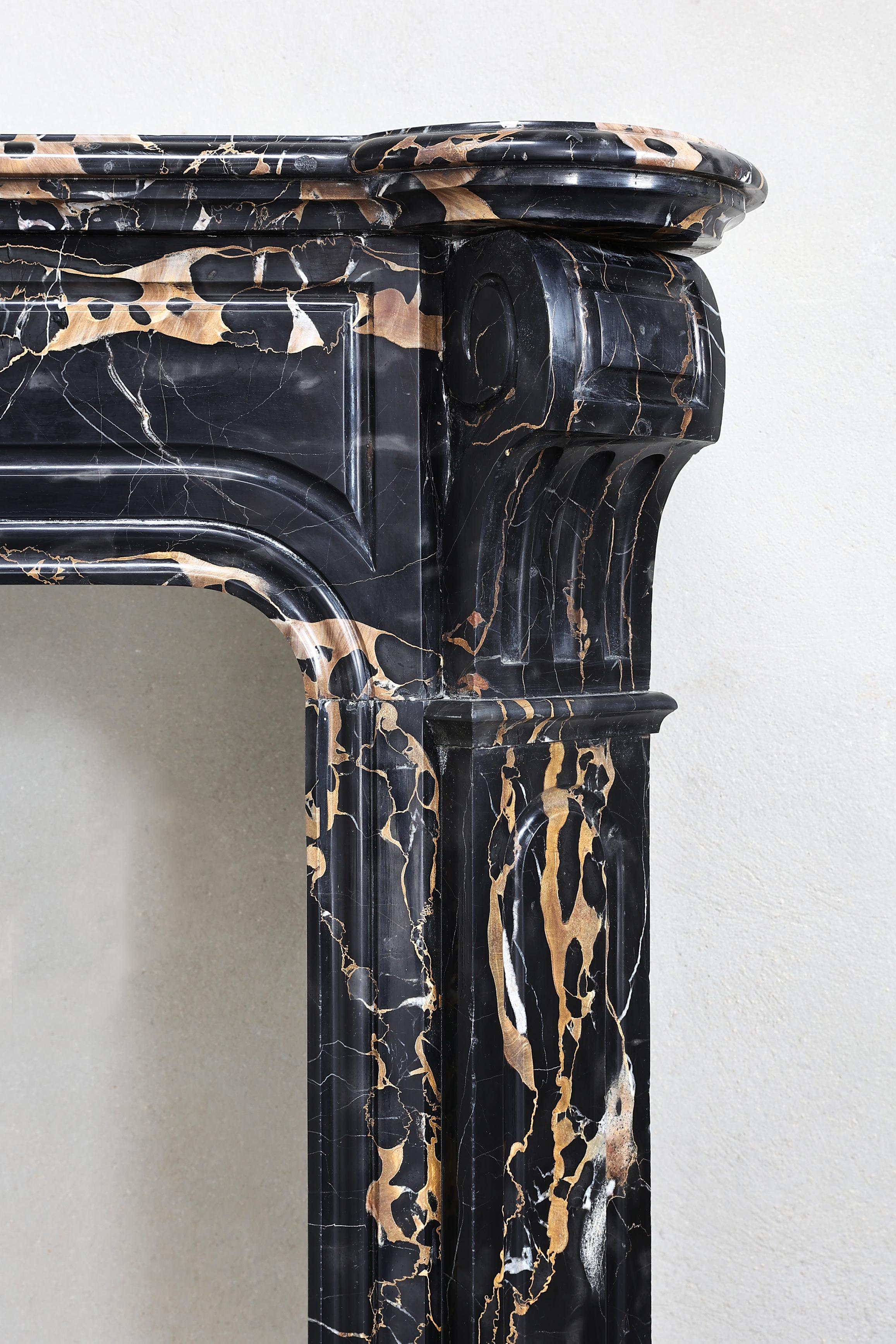 Louis XVI Style Portoro Marble Fireplace from the 19th Century For Sale 3