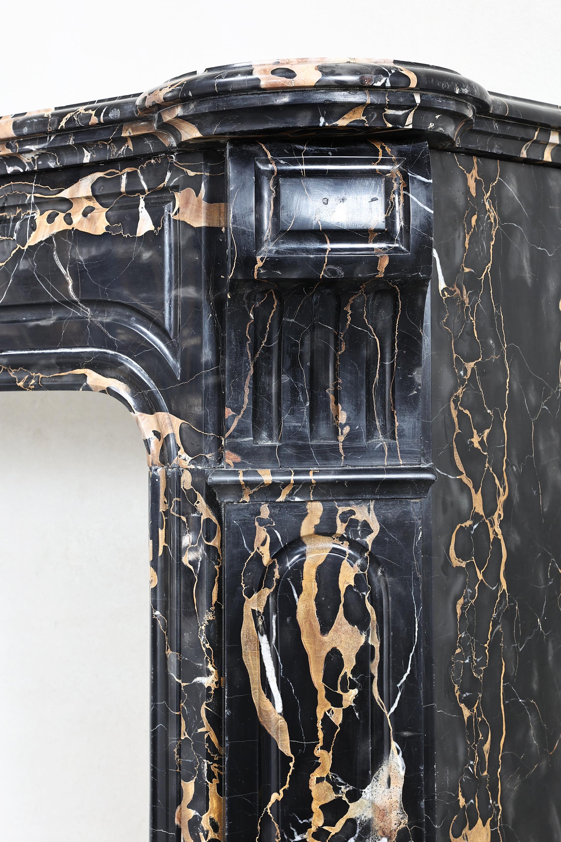 Louis XVI Style Portoro Marble Fireplace from the 19th Century For Sale 4