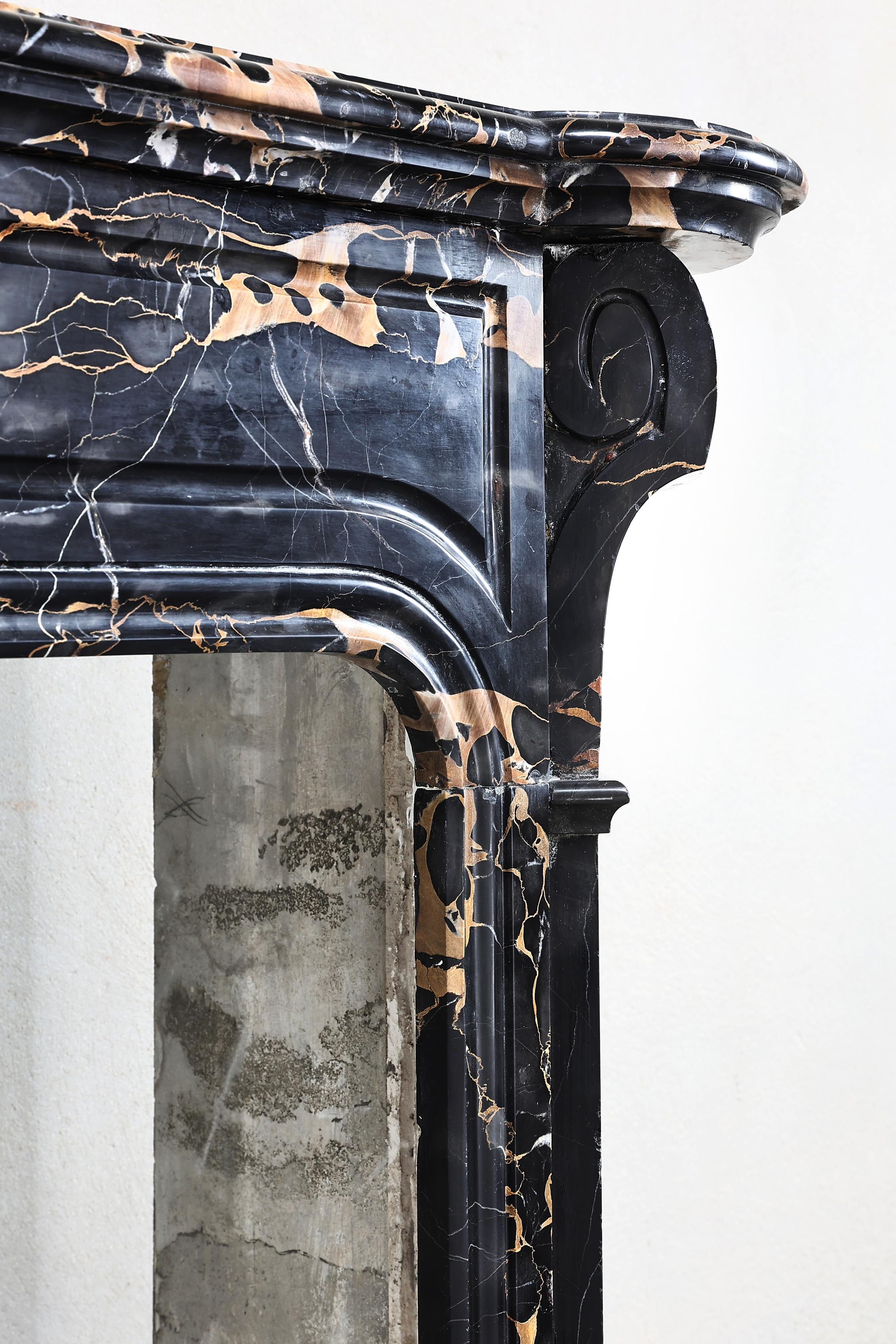 Louis XVI Style Portoro Marble Fireplace from the 19th Century For Sale 5