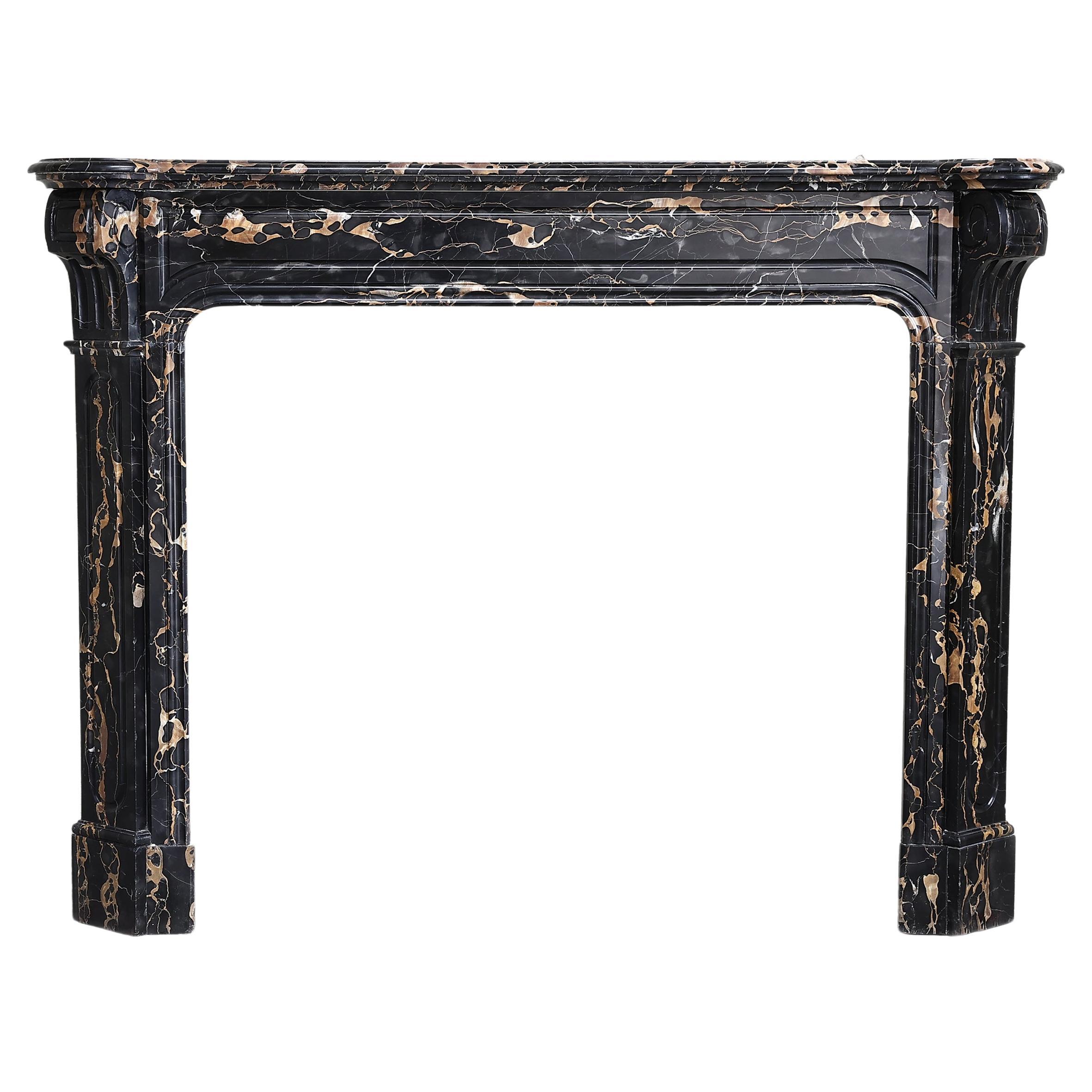 Louis XVI Style Portoro Marble Fireplace from the 19th Century For Sale