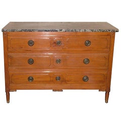 Antique Louis XVI Style Provincial Fruitwood Commode or Chest of Drawers, 19th Century